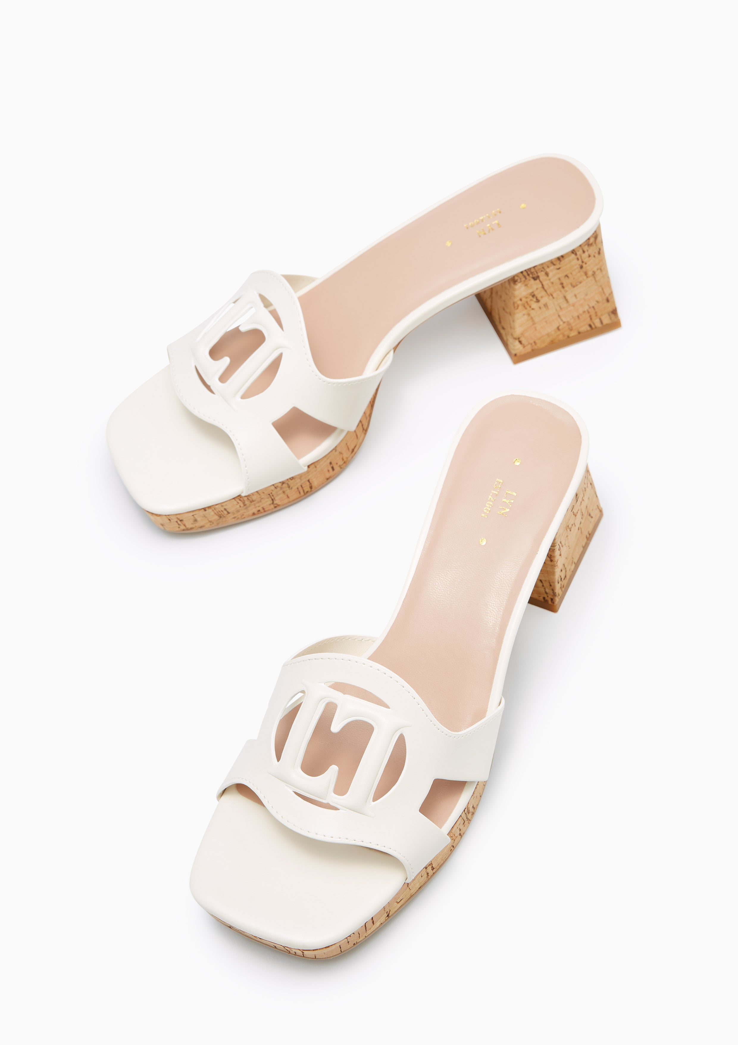 Candas Mid Heel Sandals Ivory