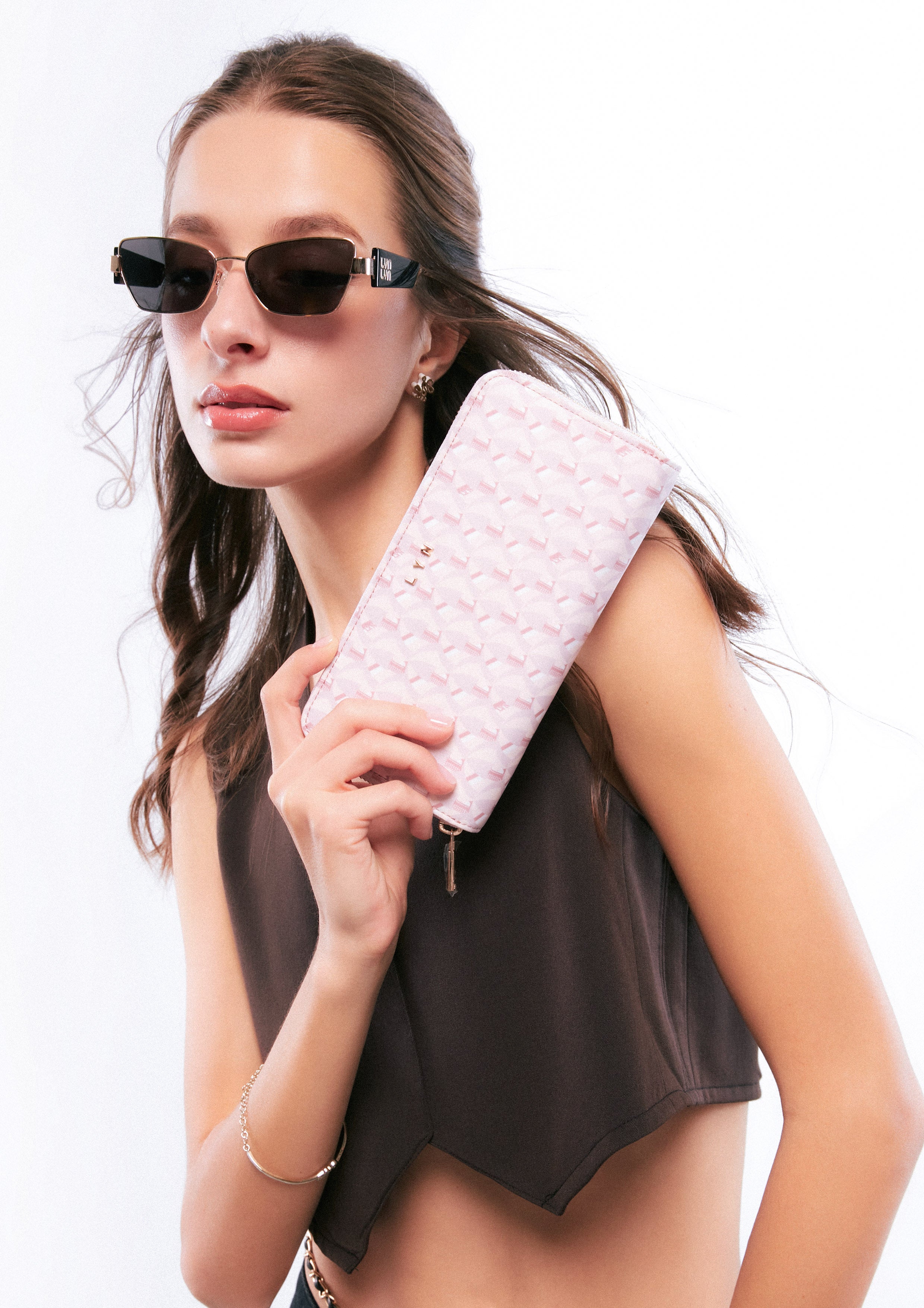 Solona Long Wallet Printed Pink