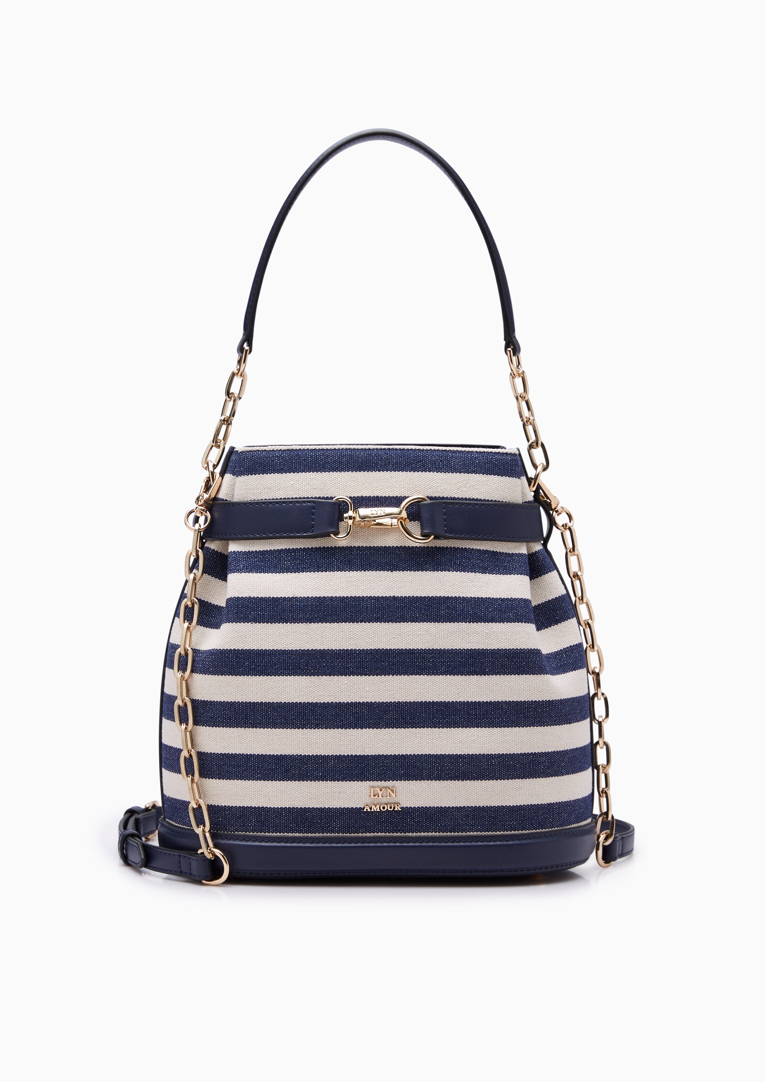 Maria Striped S Bucket Bag Navy