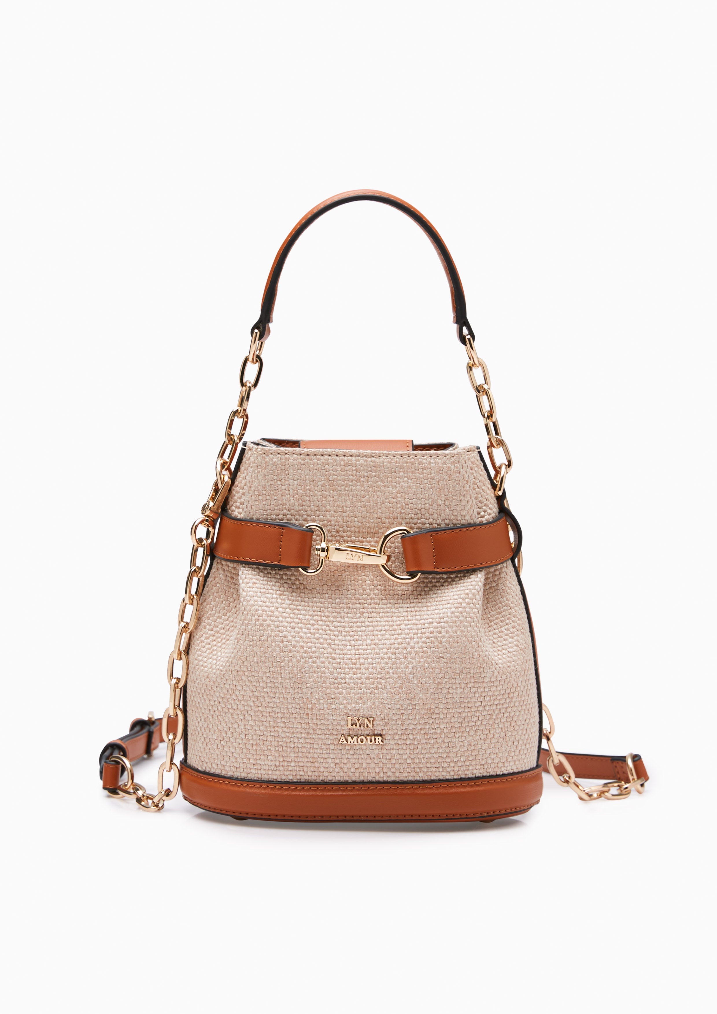 Maria Canvas Mini Bucket Bag Brown