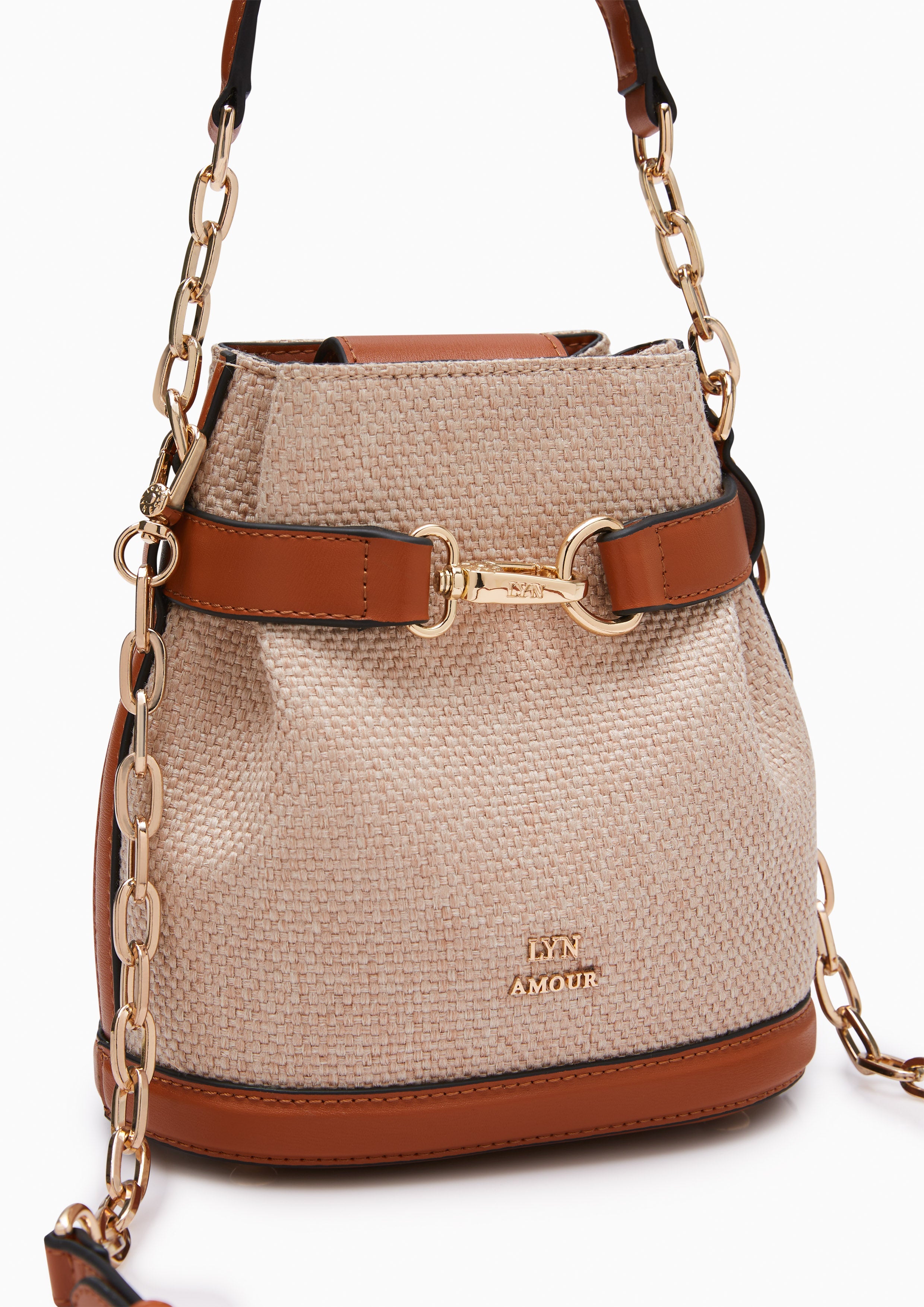 Maria Canvas Mini Bucket Bag Brown