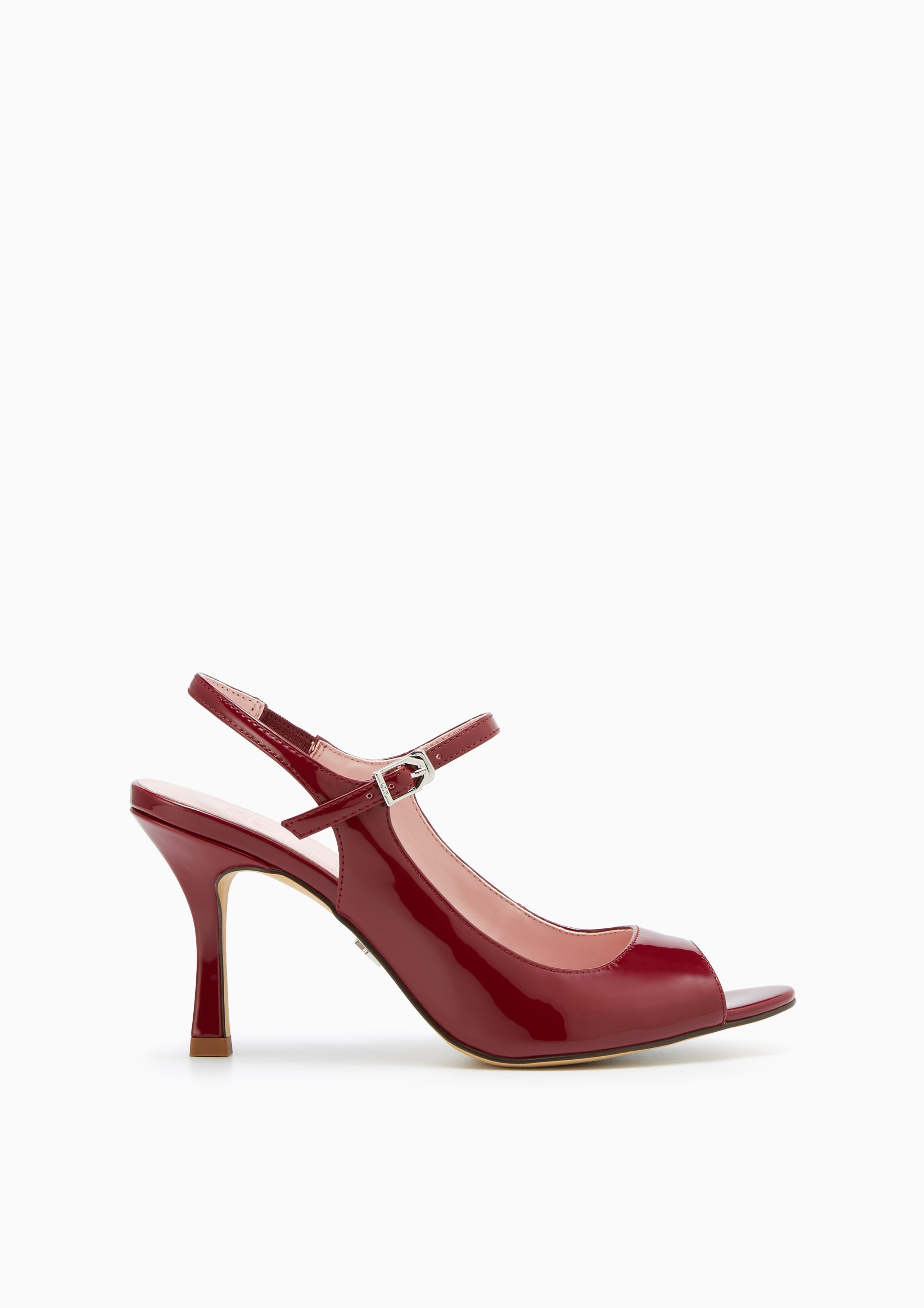 Dark red heeled sandals best sale