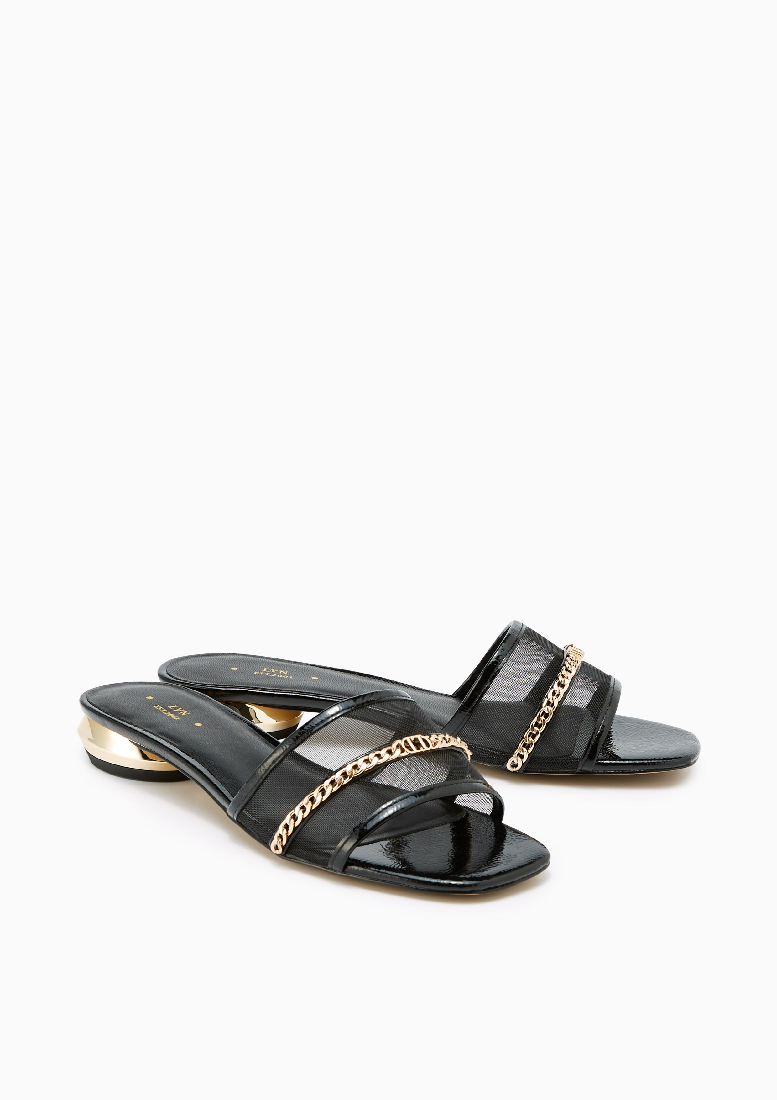 Angle Flat Sandals Black