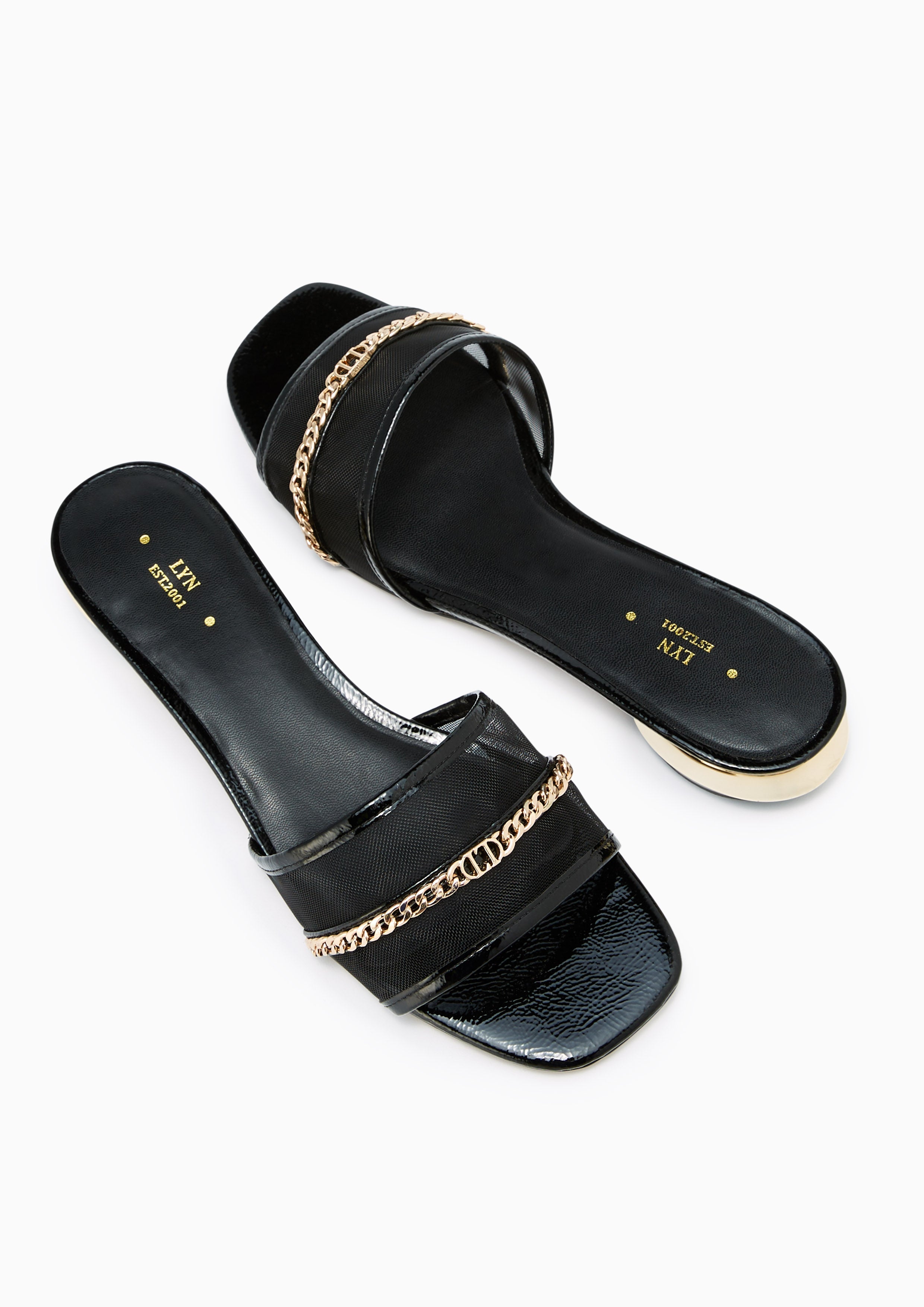 Angle Flat Sandals Black