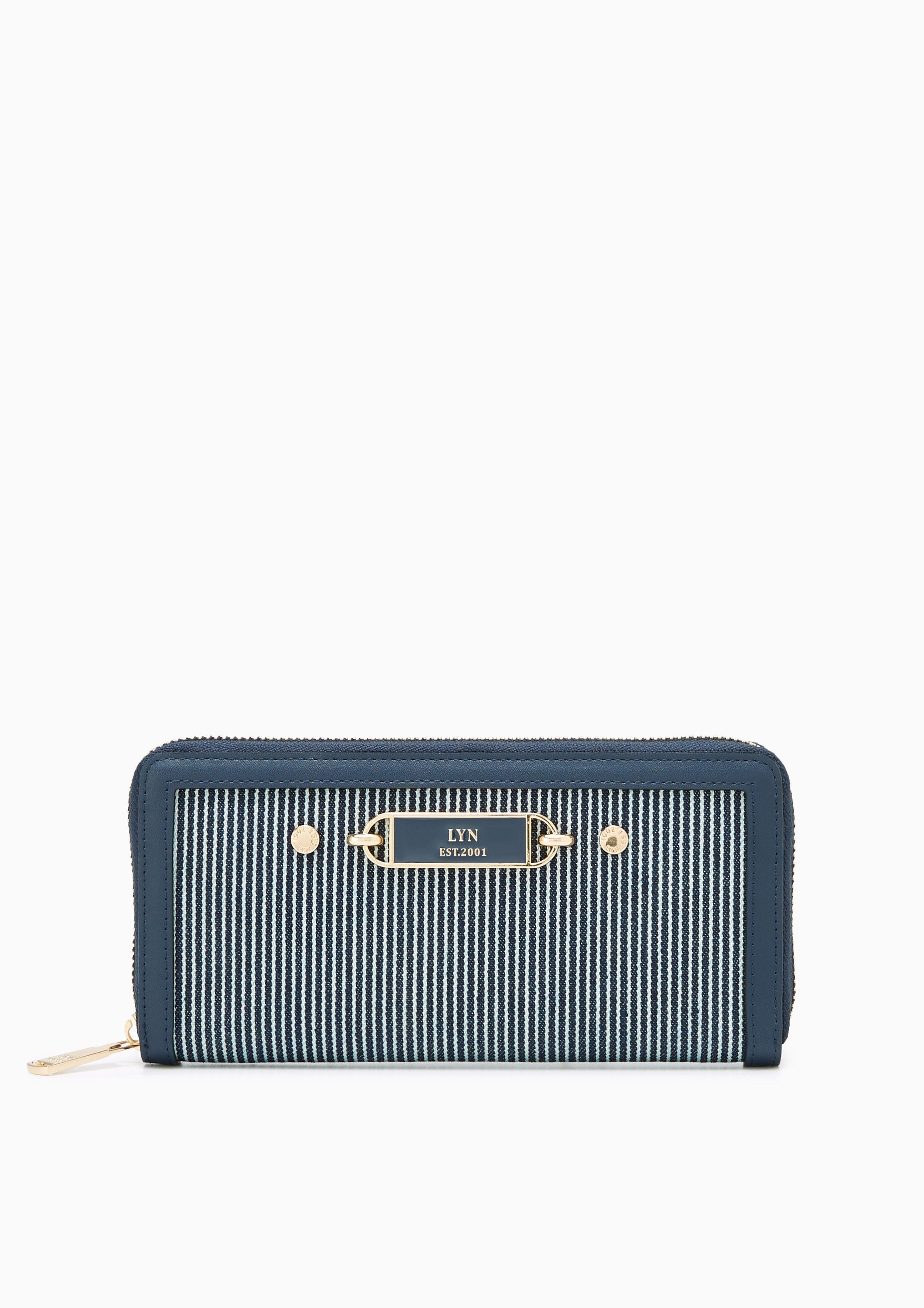 Marina Strip Long Wallet Navy