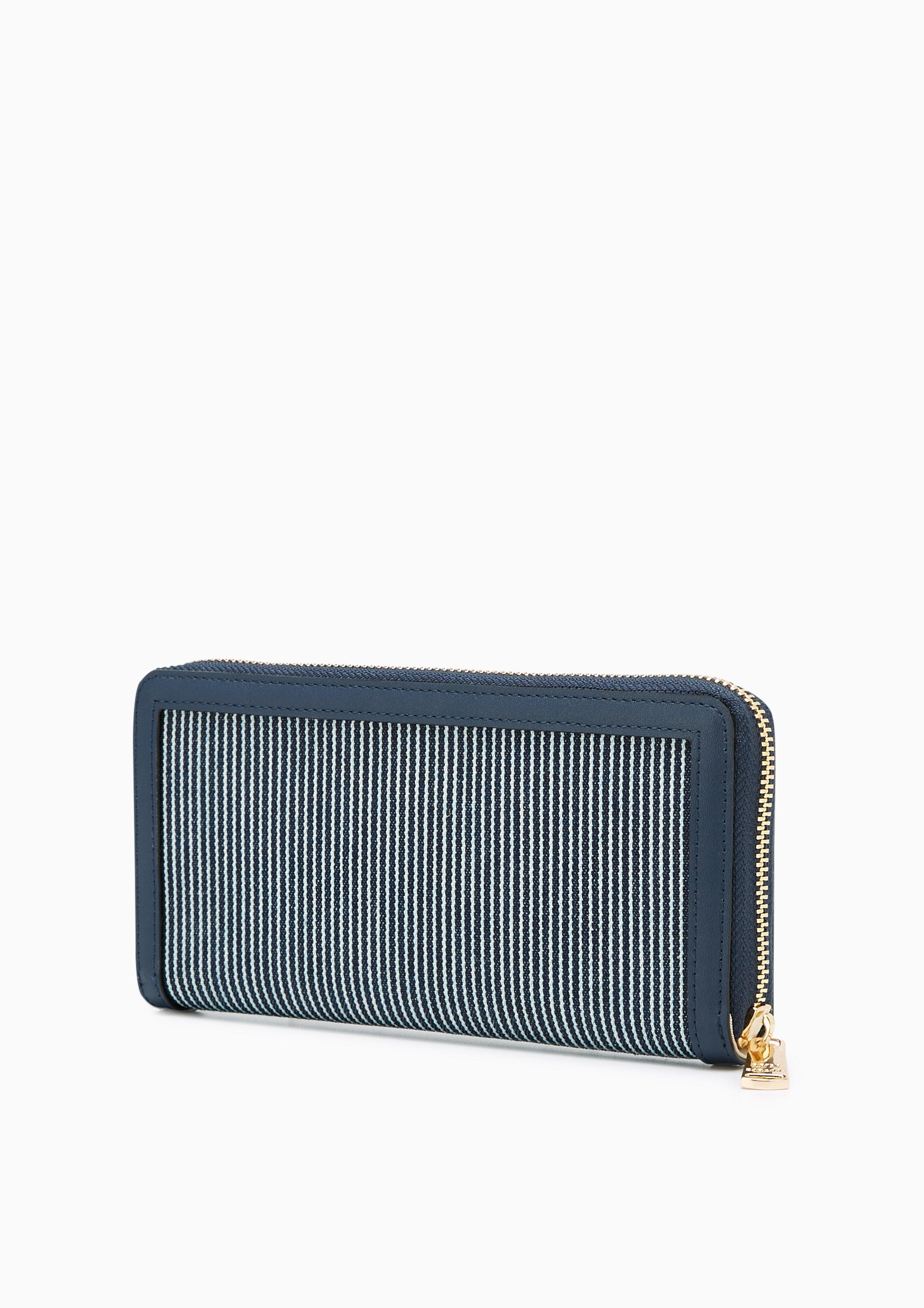 Marina Strip Long Wallet Navy