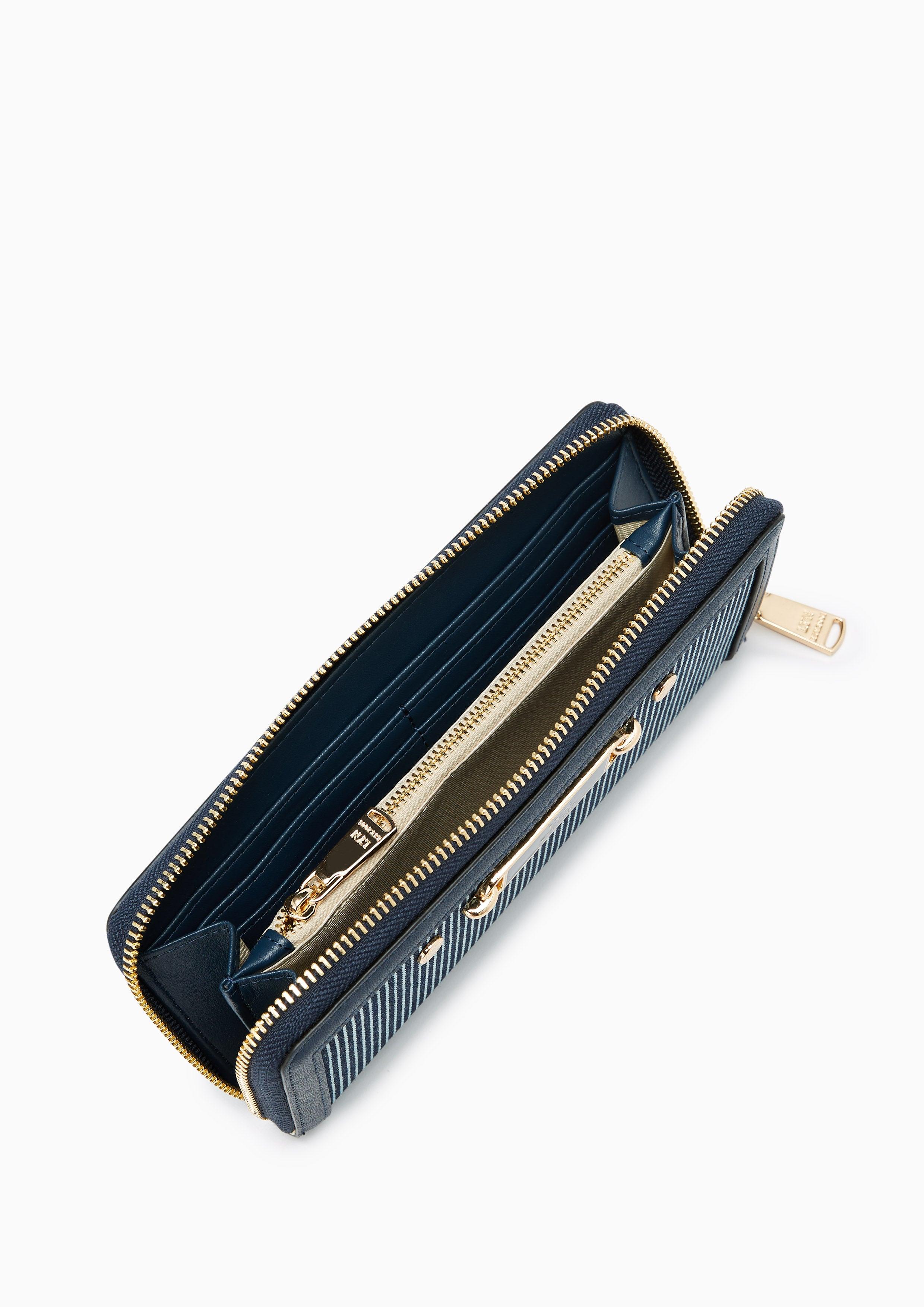 Marina Strip Long Wallet Navy