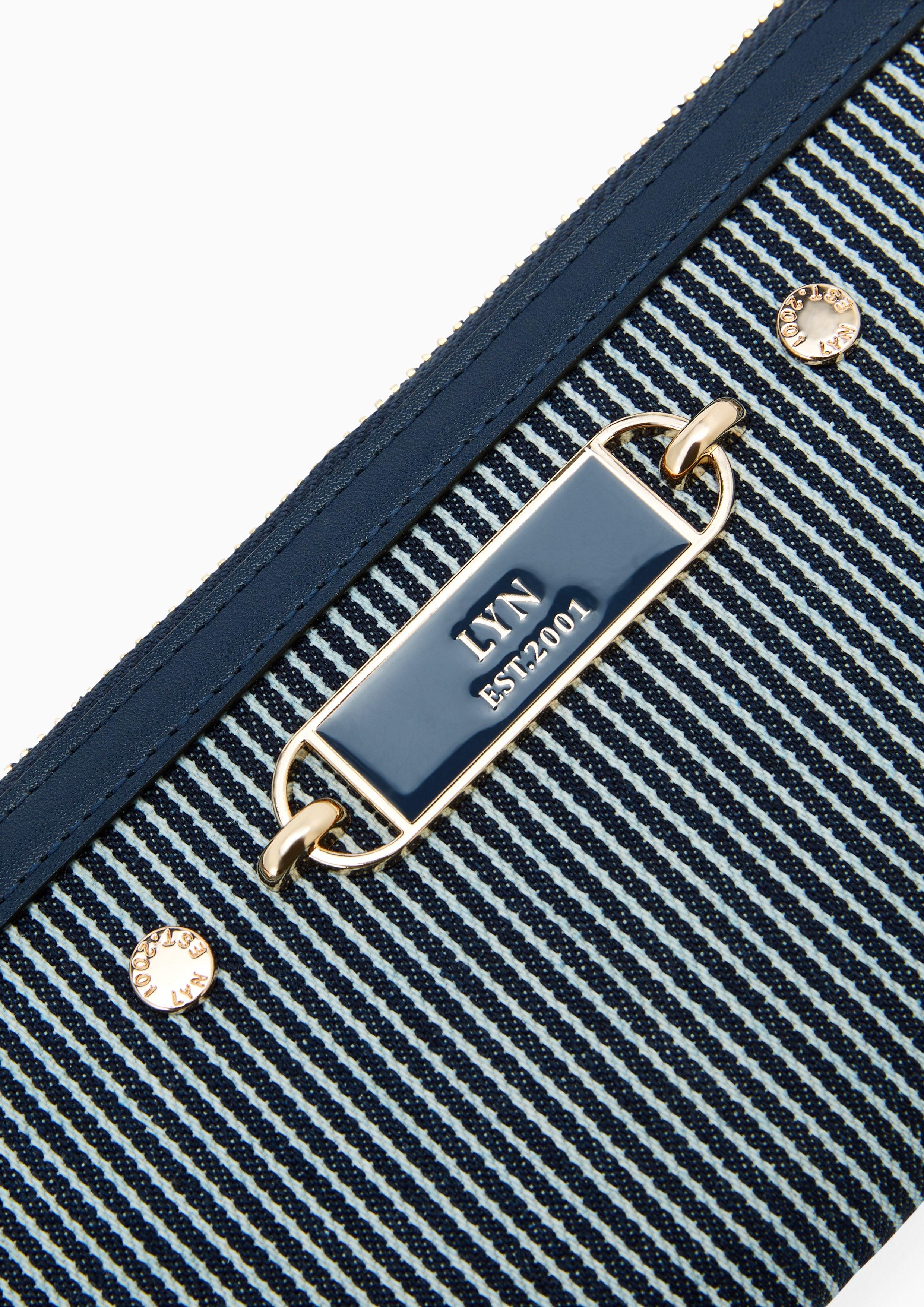 Marina Strip Long Wallet Navy