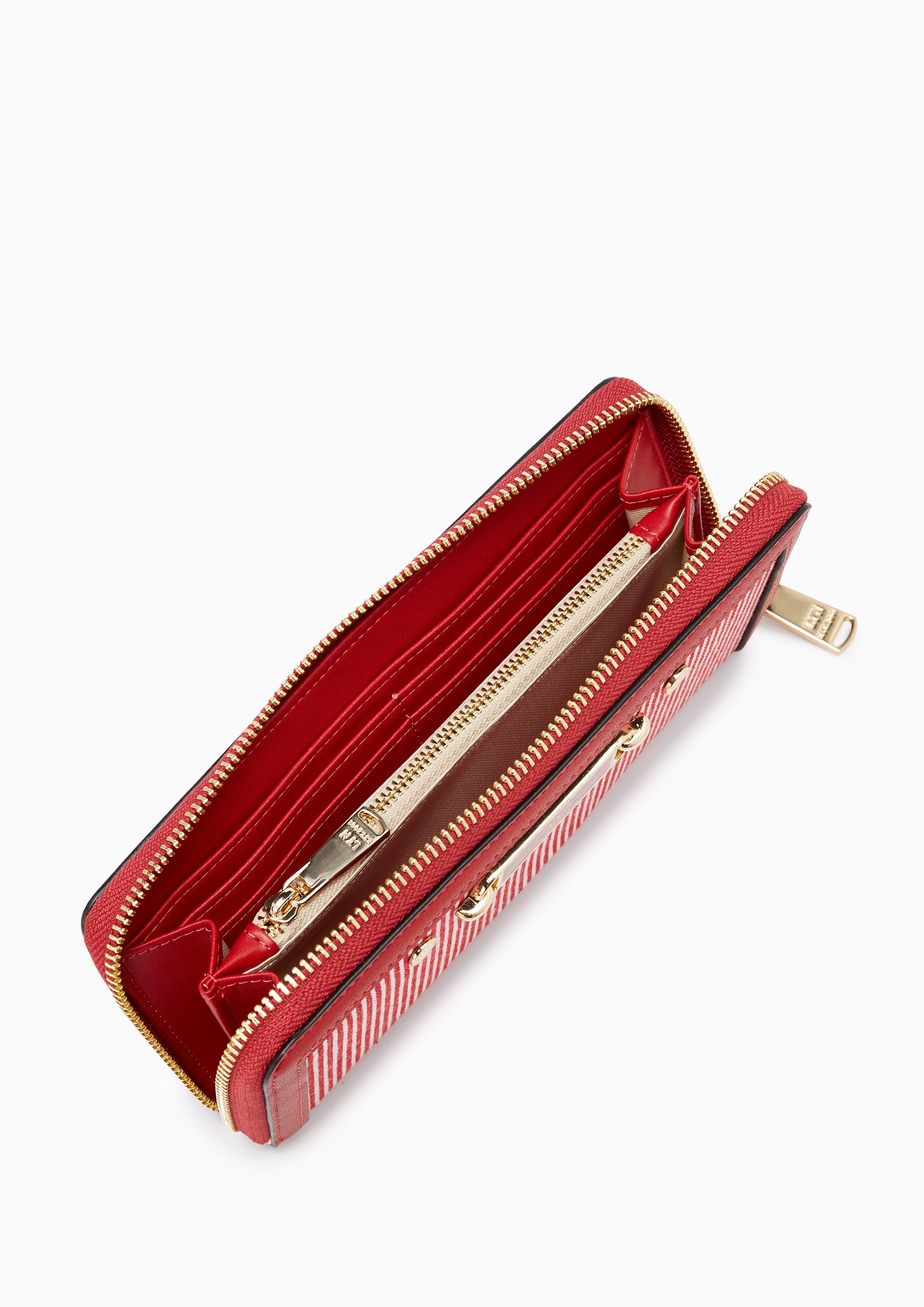 Marina Strip Long Wallet Red