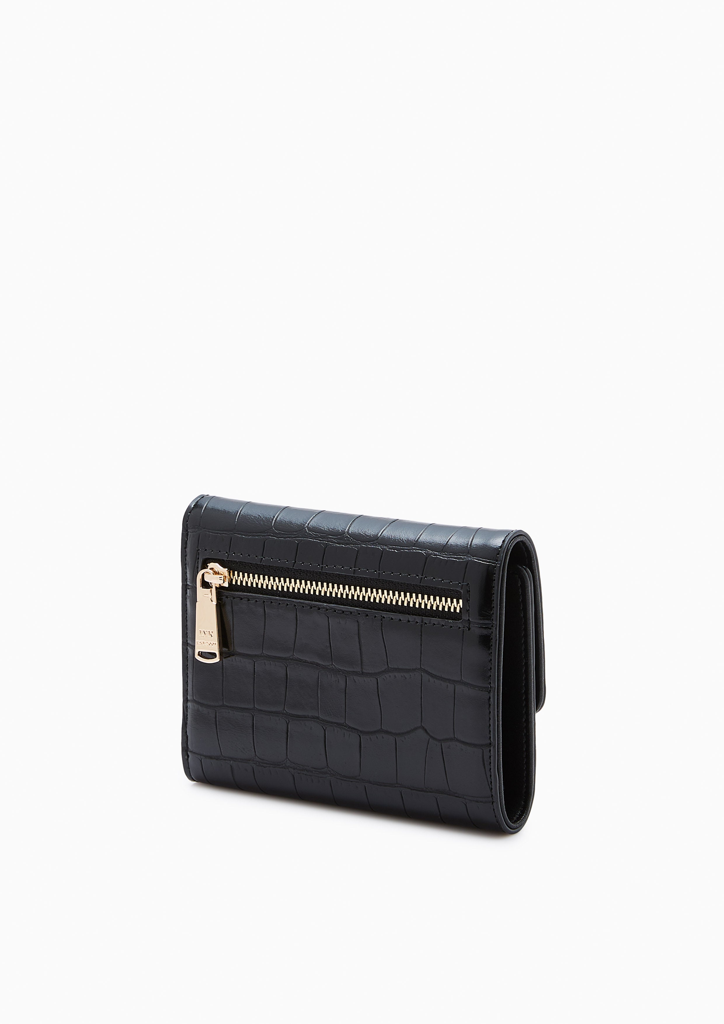 Venus Croco Short Wallet Black