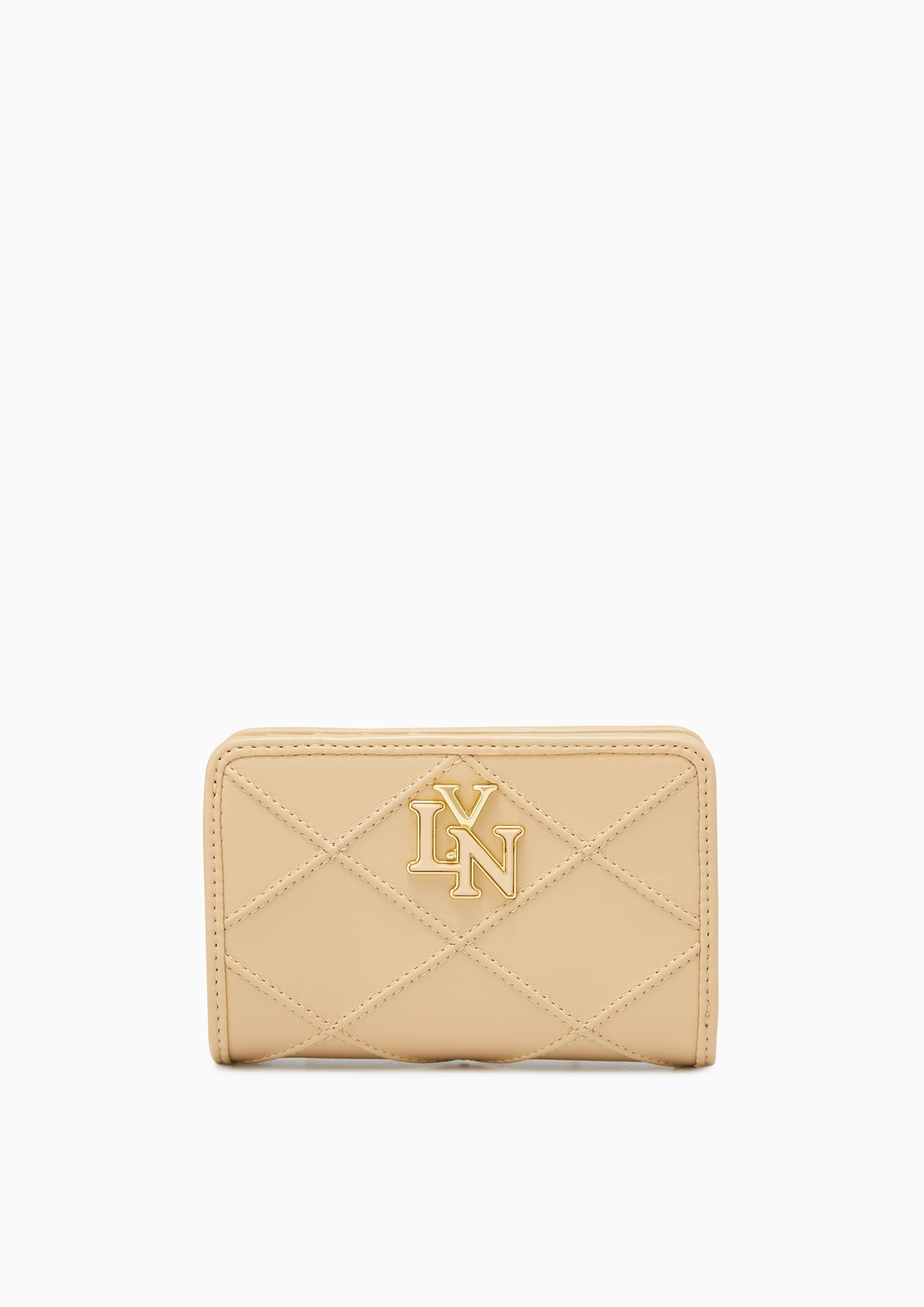 Camille Quilted Short Wallet Beige