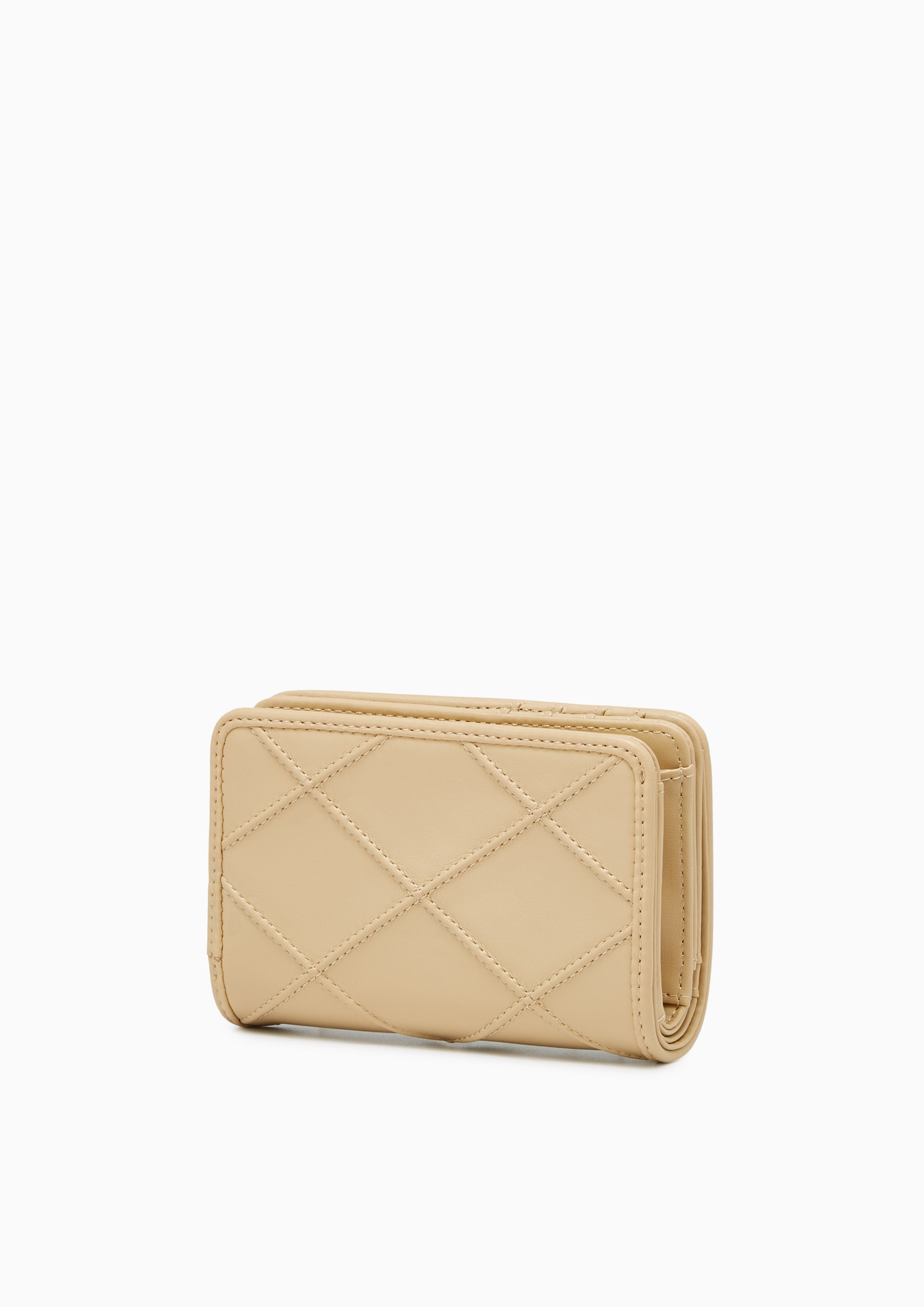 Camille Quilted Short Wallet Beige