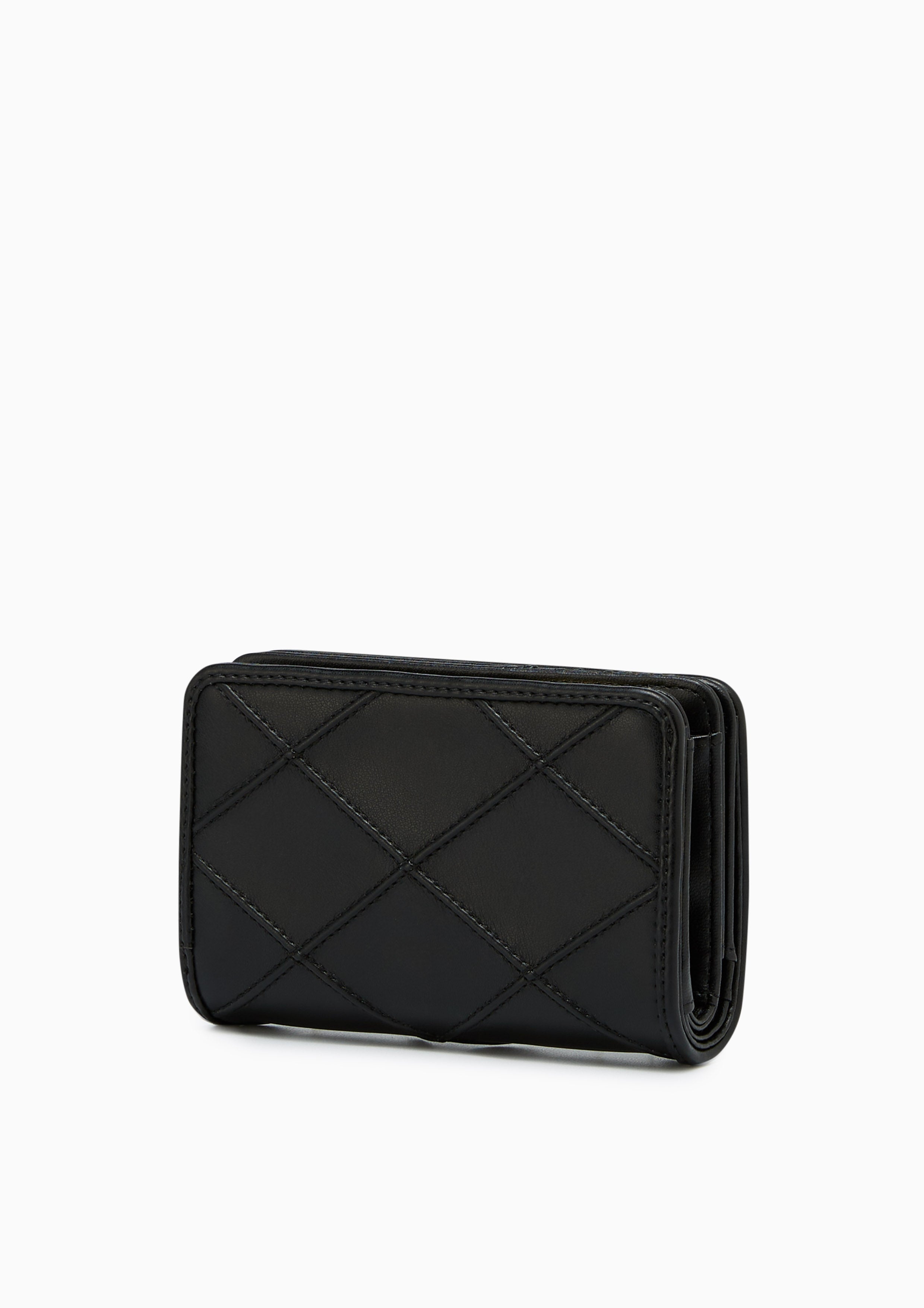 Camille Quilted Short Wallet Black