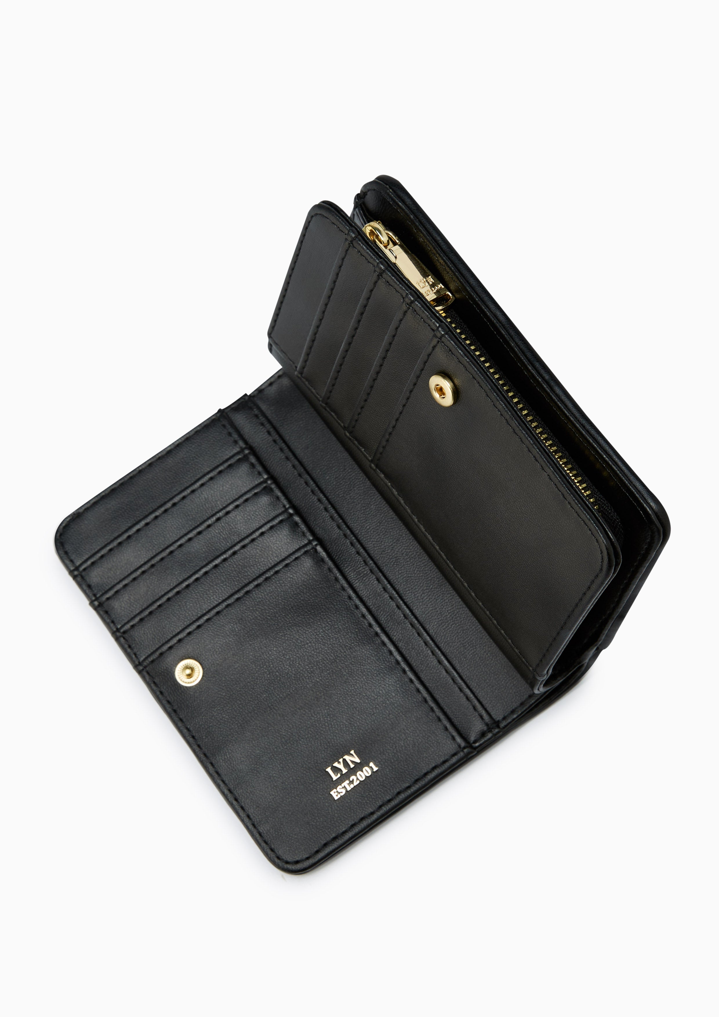 Camille Quilted Short Wallet Black