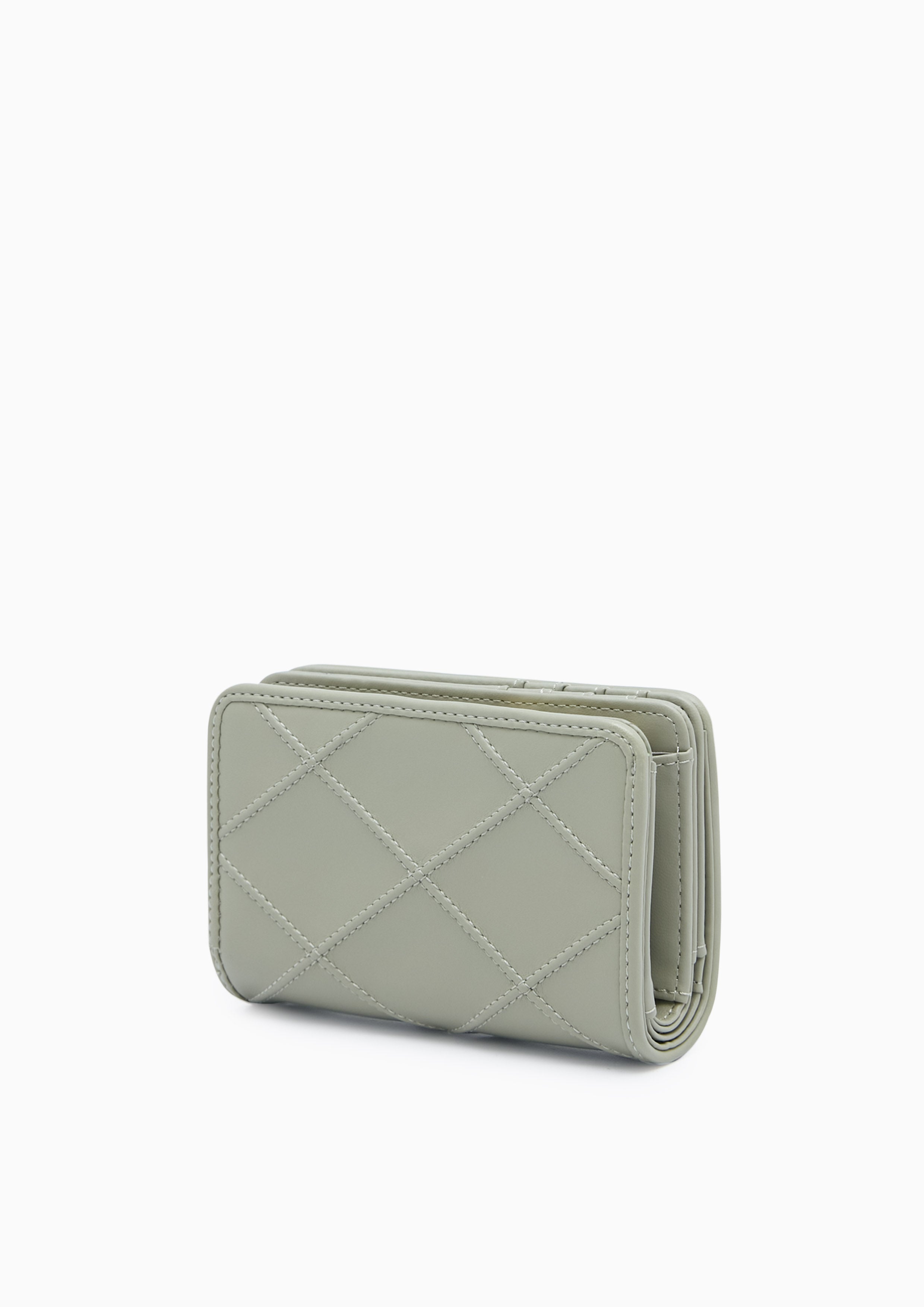 Camille Quilted Short Wallet Green