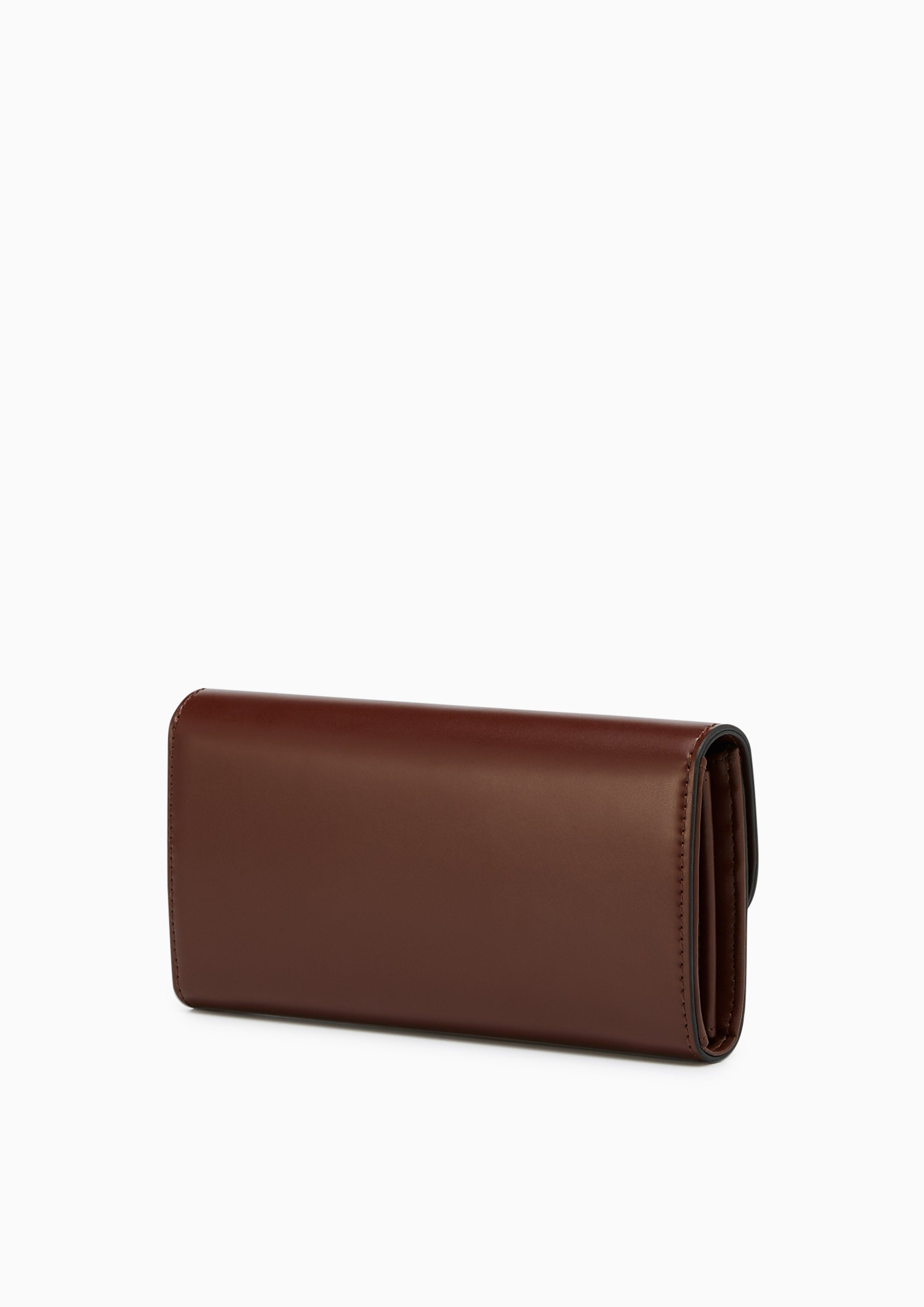 Snappy Front Flap Long Wallet Dark Brown