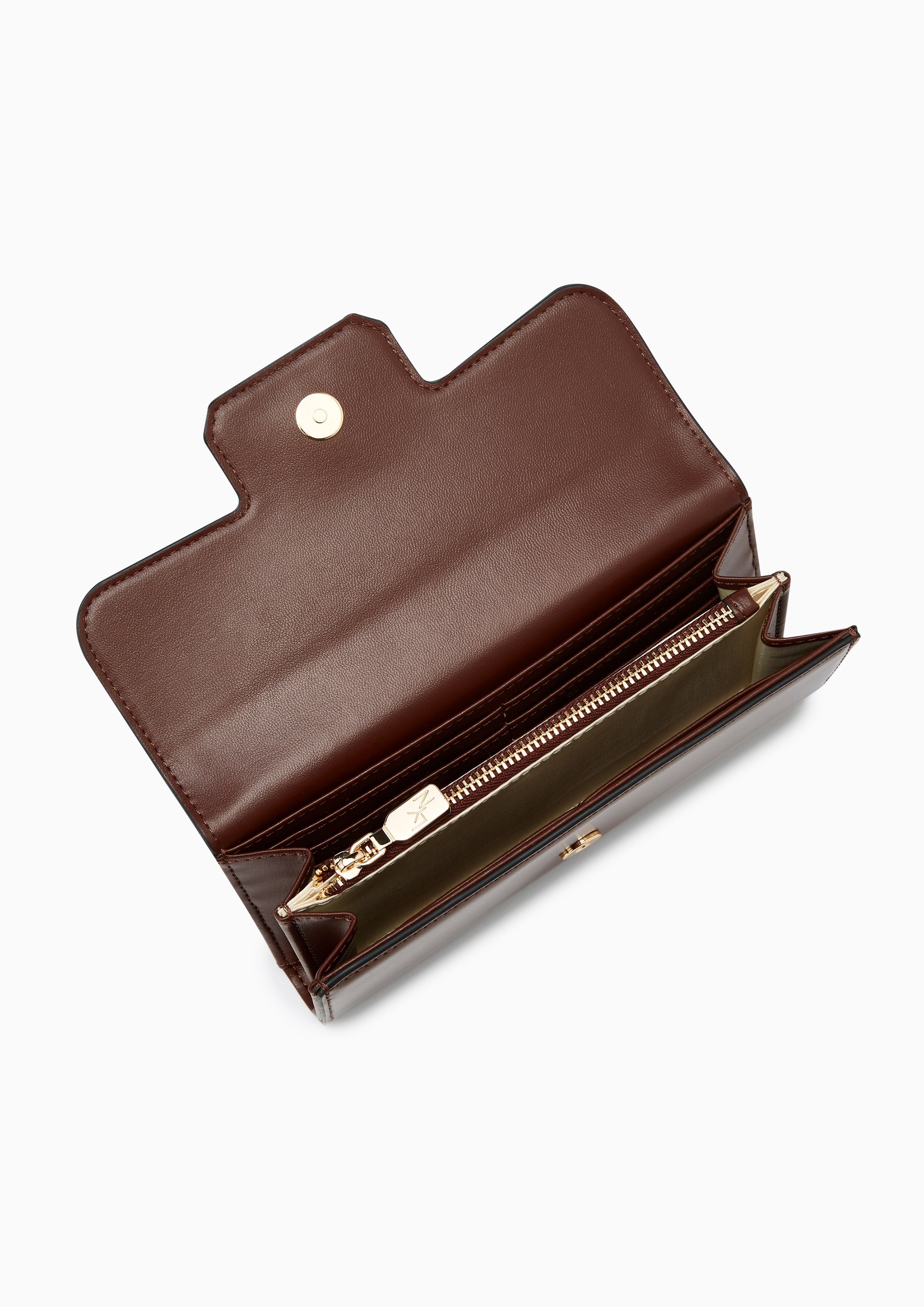 Snappy Front Flap Long Wallet Dark Brown