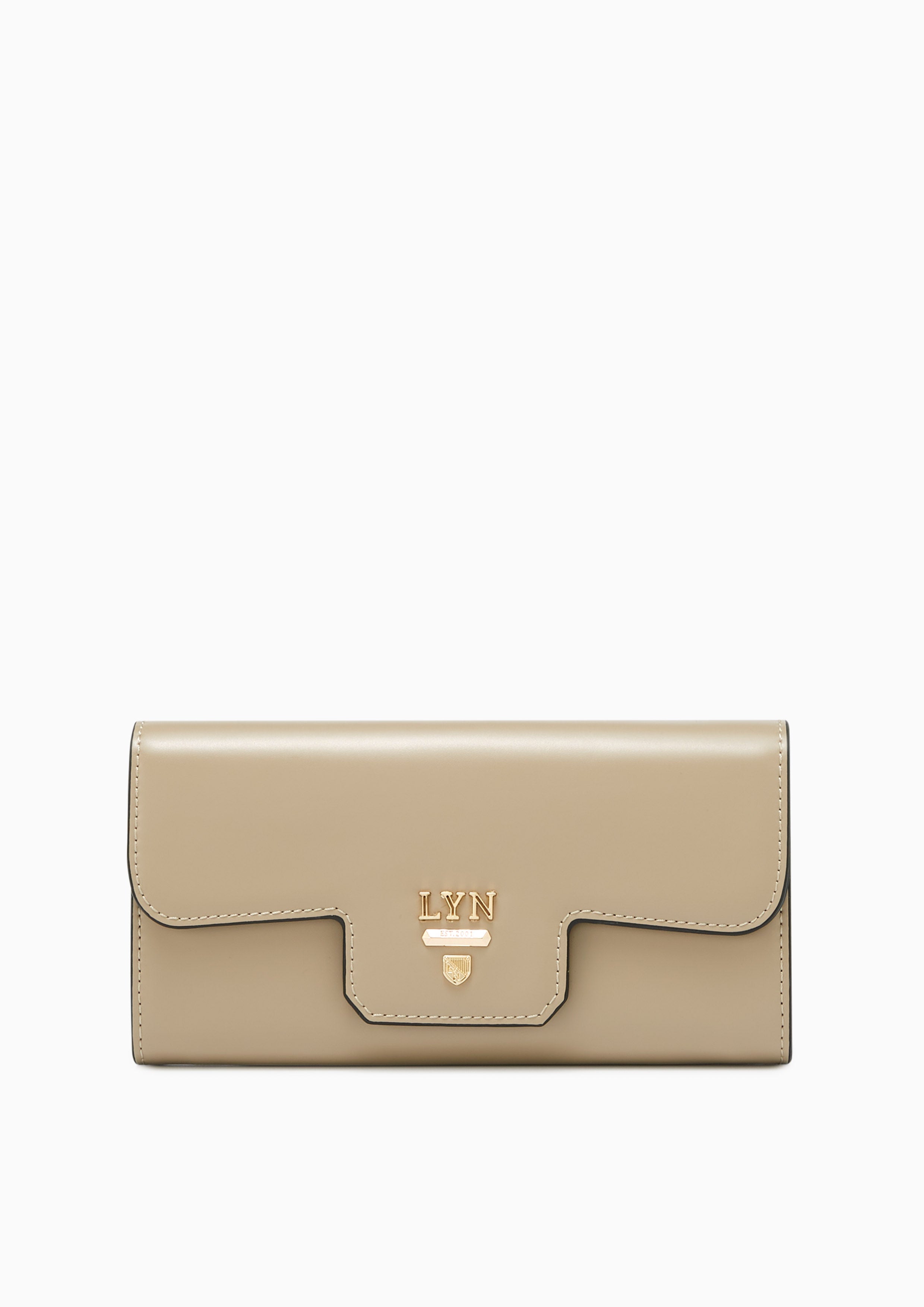 Snappy Front Flap Long Wallet Taupe