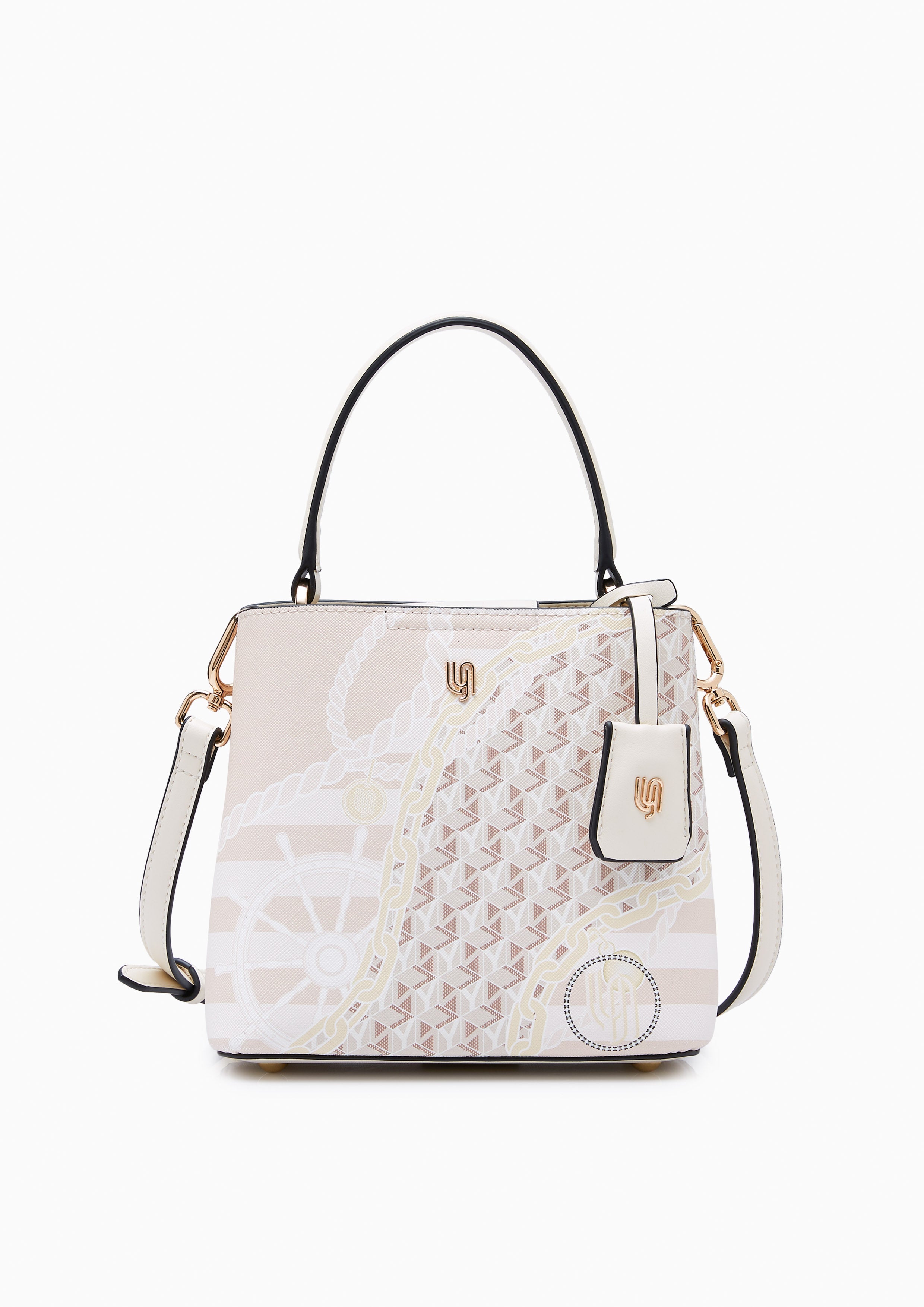 Minyas Infinite Bucket Bag Printed Beige