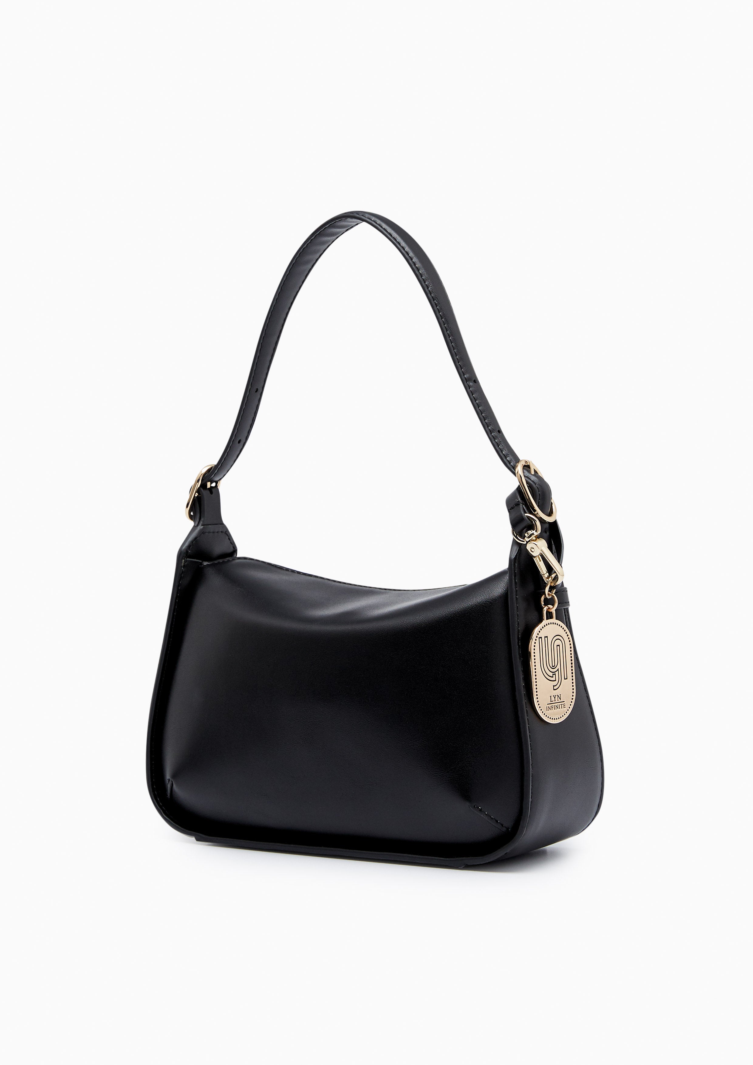 Mintage Plain Inf M Shoulder Bag Black