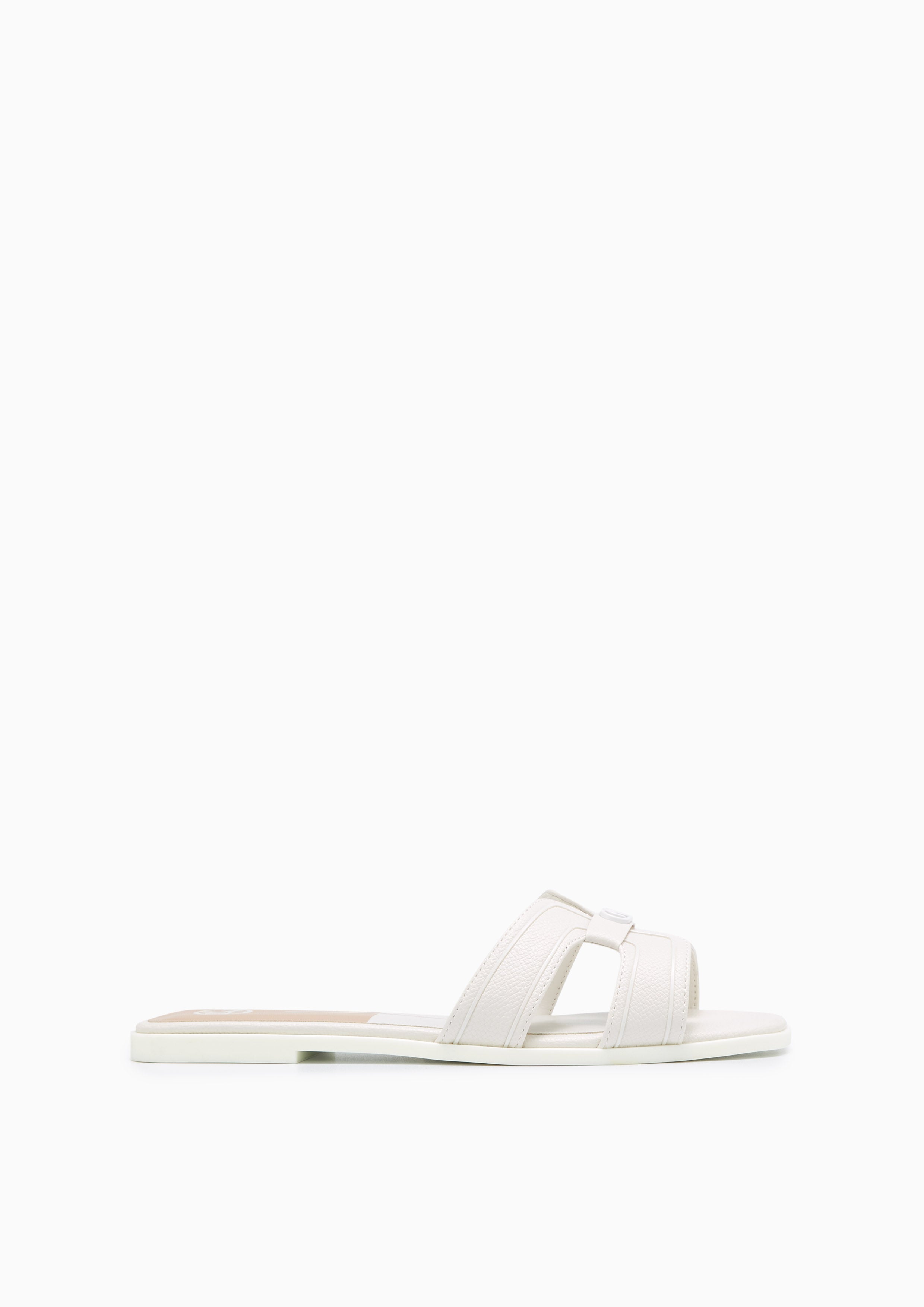 Hey Monotone Flat Sandals White