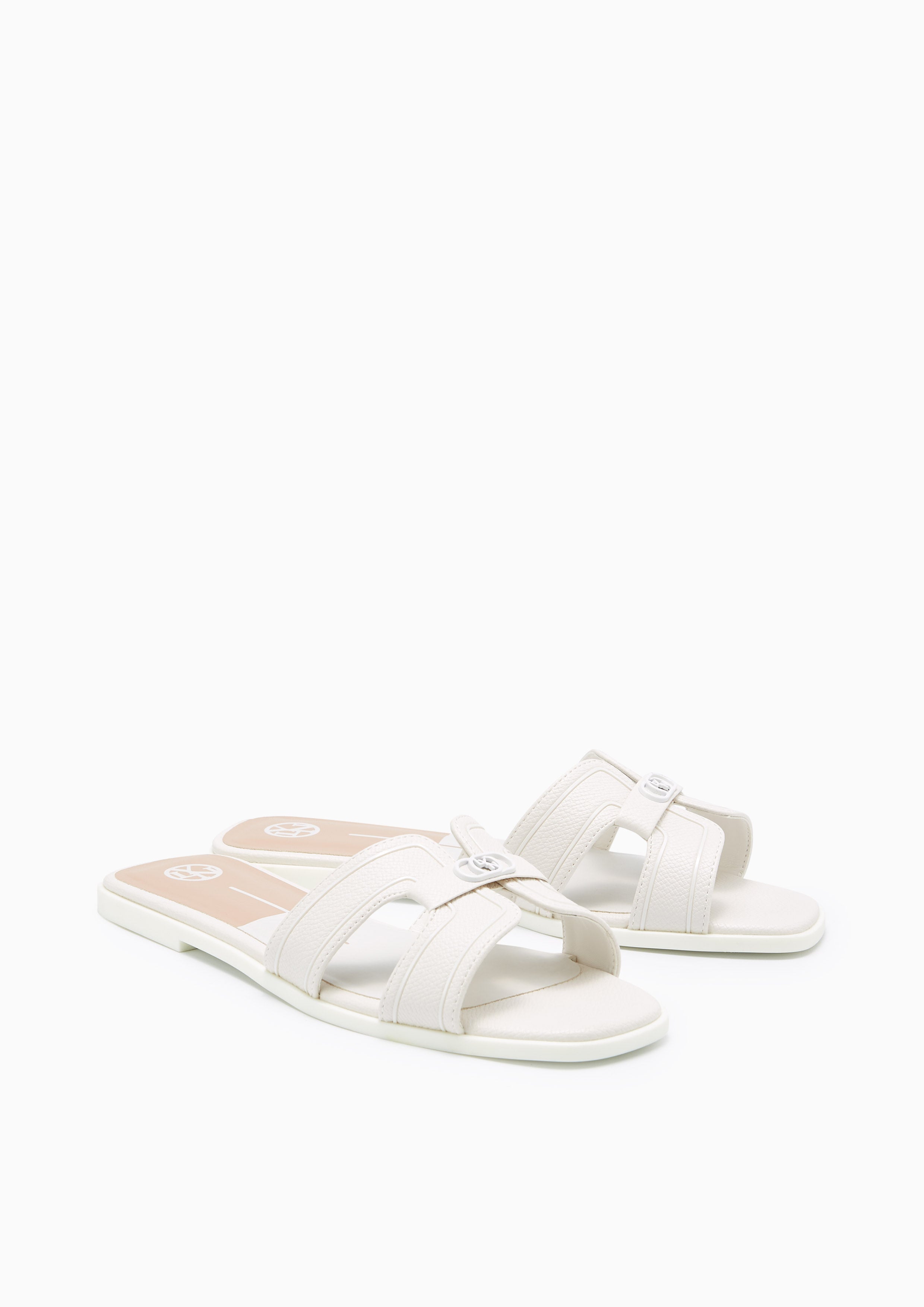 Hey Monotone Flat Sandals White