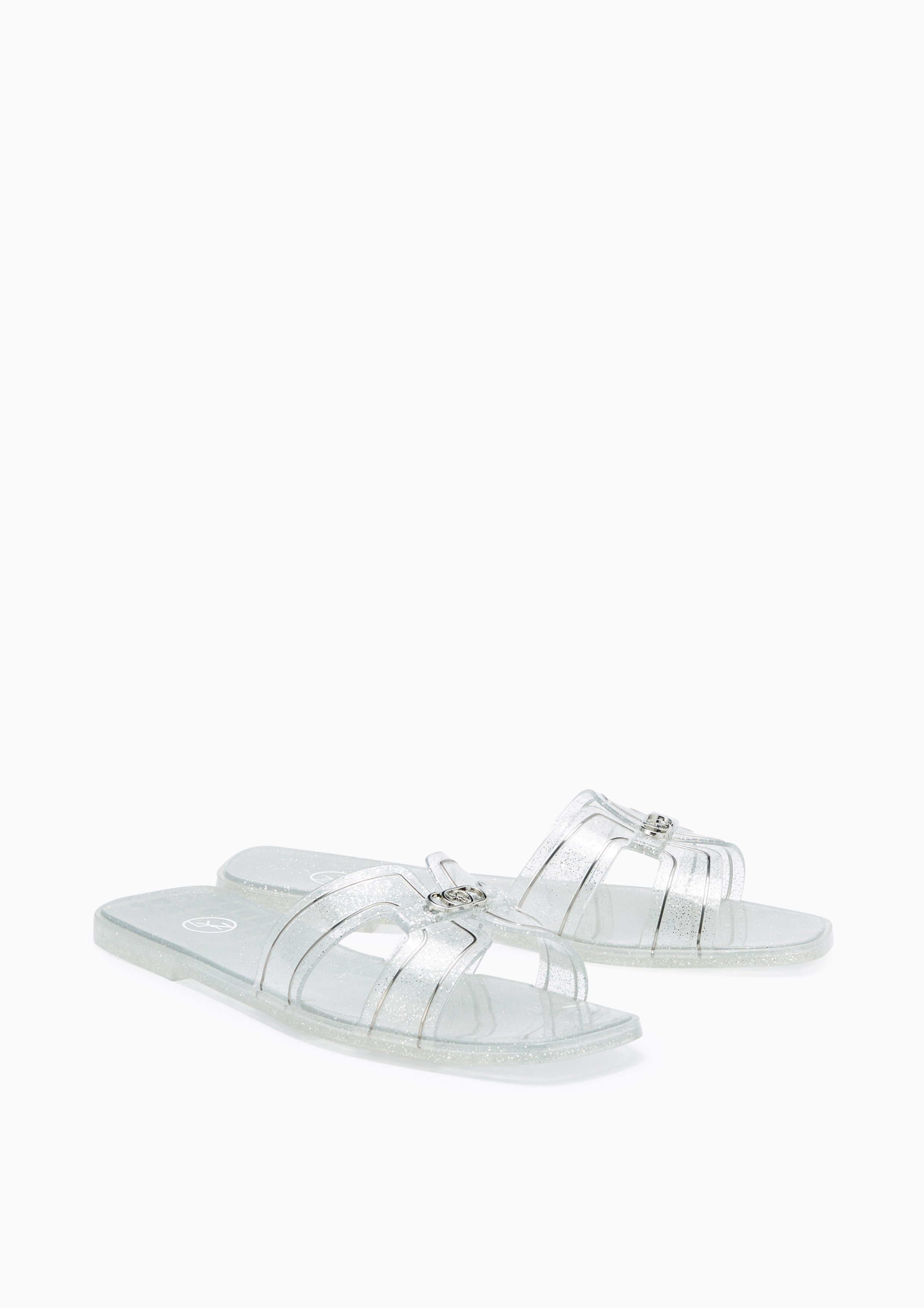 Hey Glitter Flat Sandals Silver