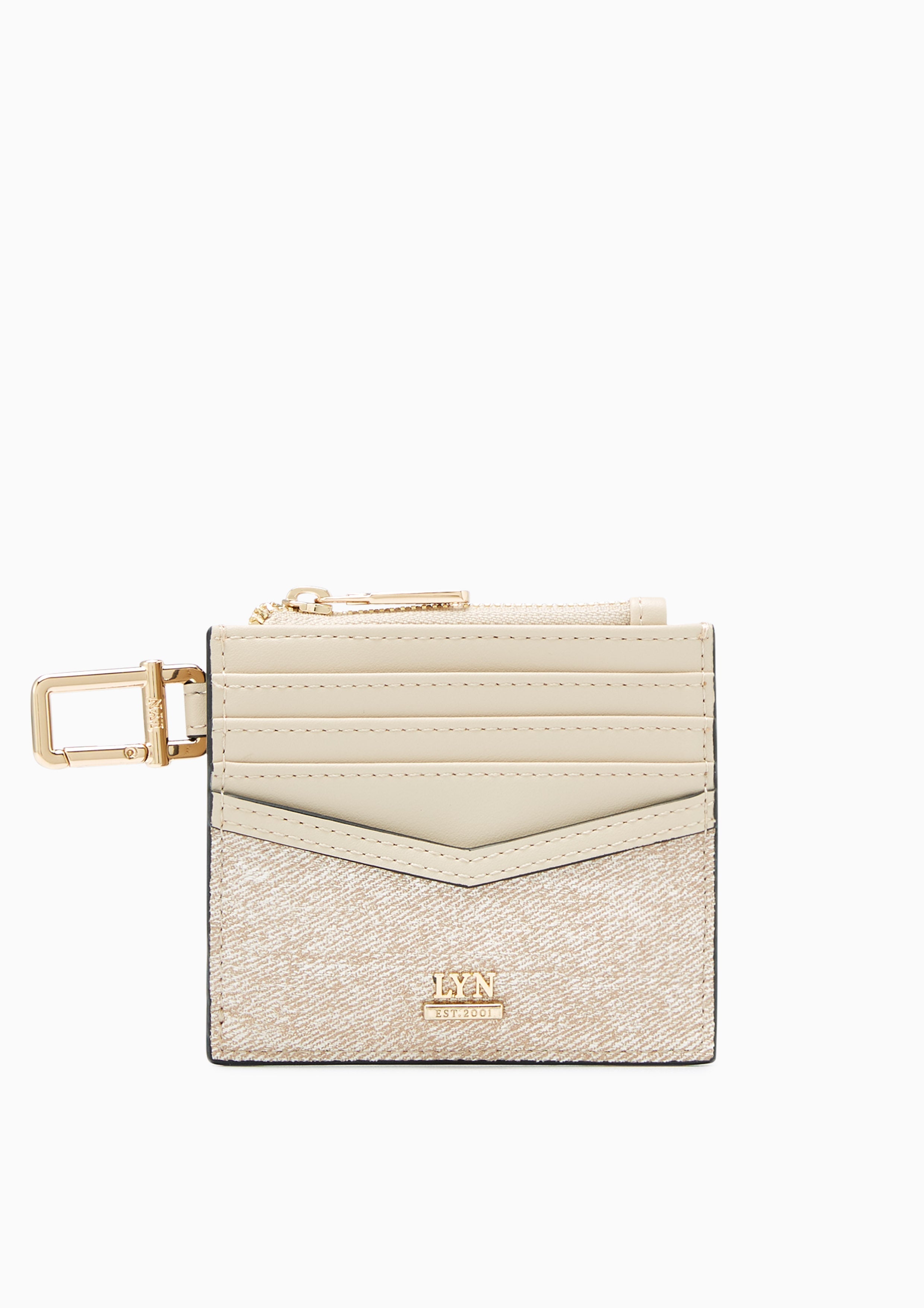 Nya Zipped Short Card Holder Beige