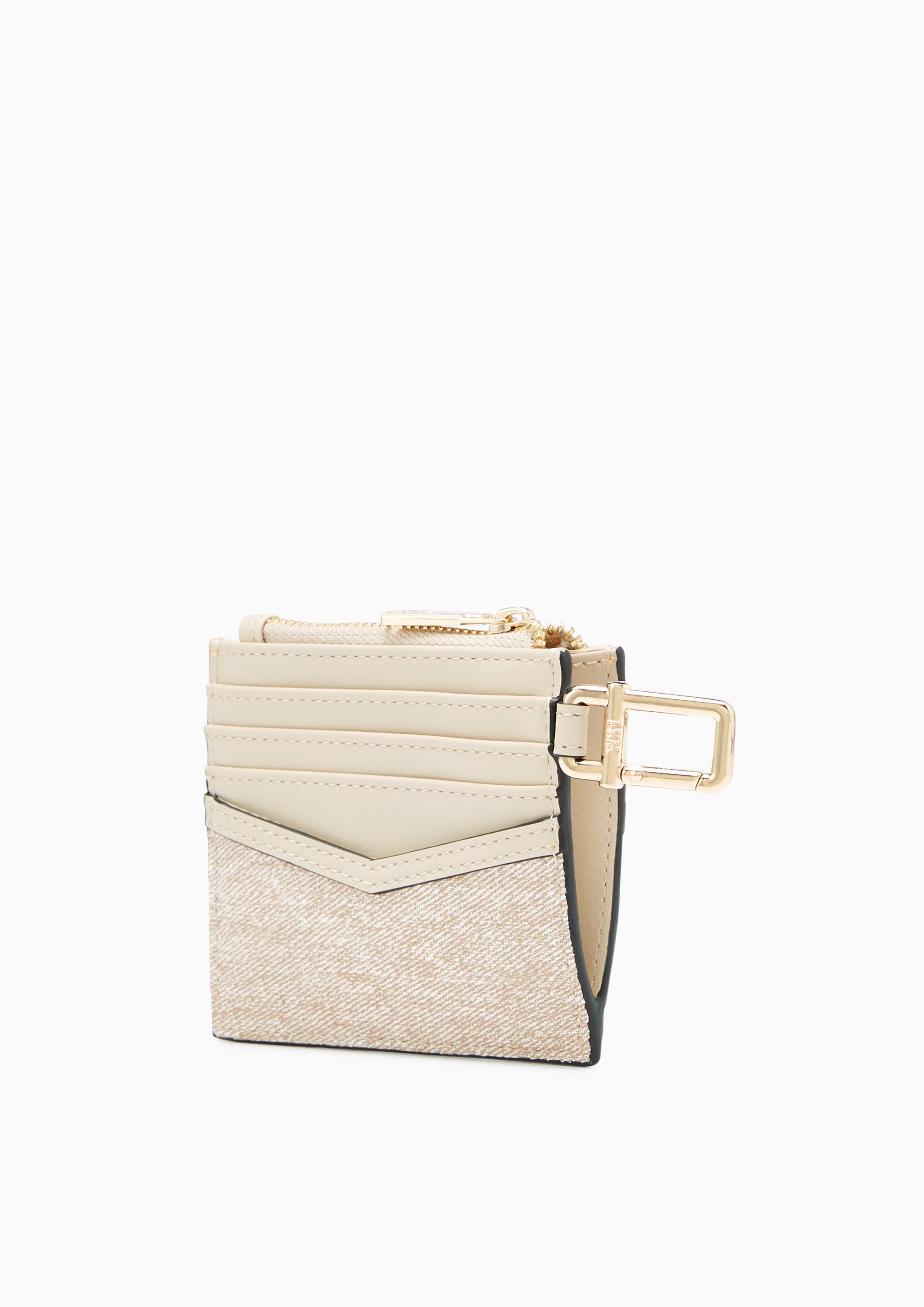 Nya Zipped Short Card Holder Beige