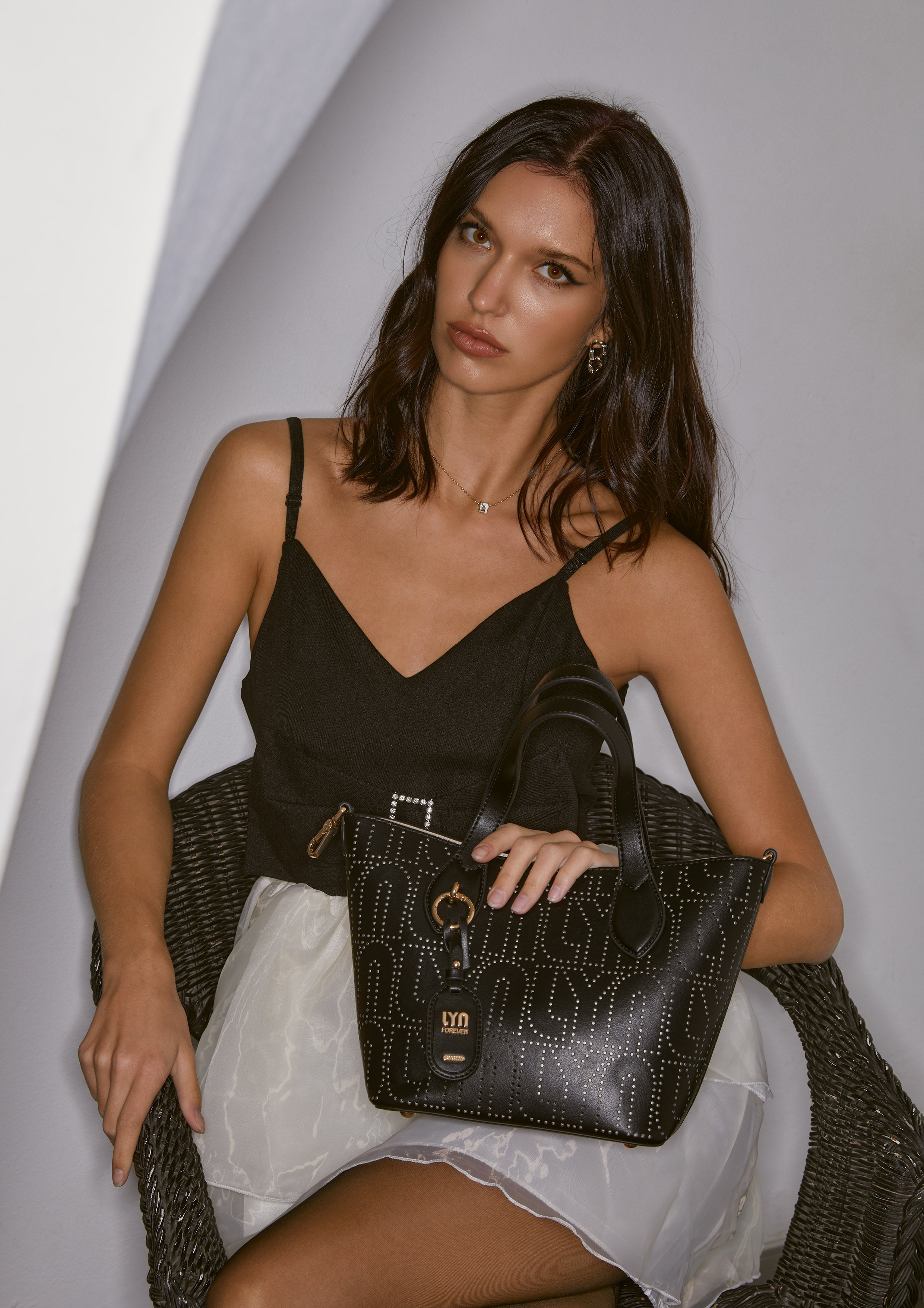 Tyla M Top Handle Bag Black