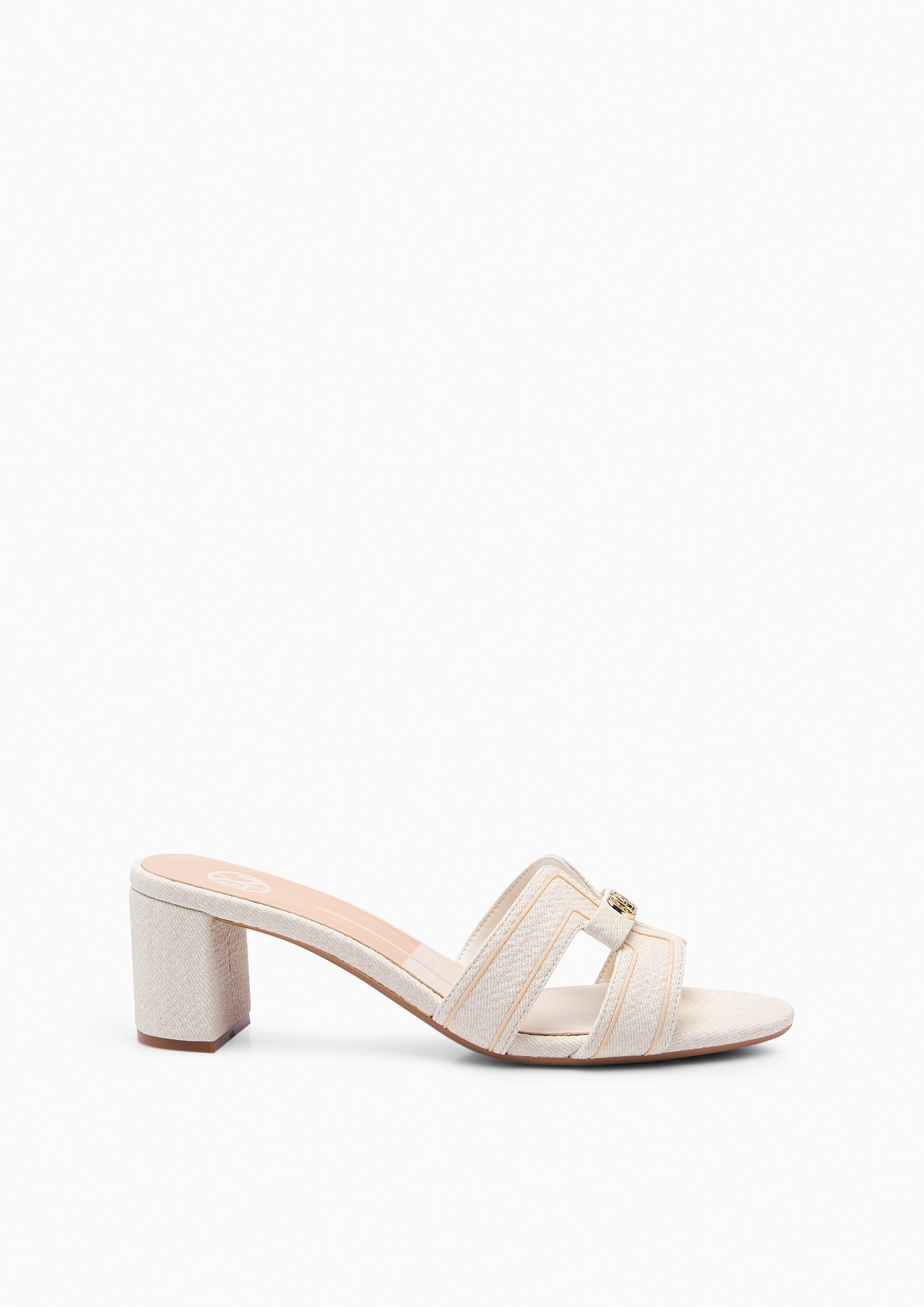 Hey Mid Denim Heeled Sandals Beige
