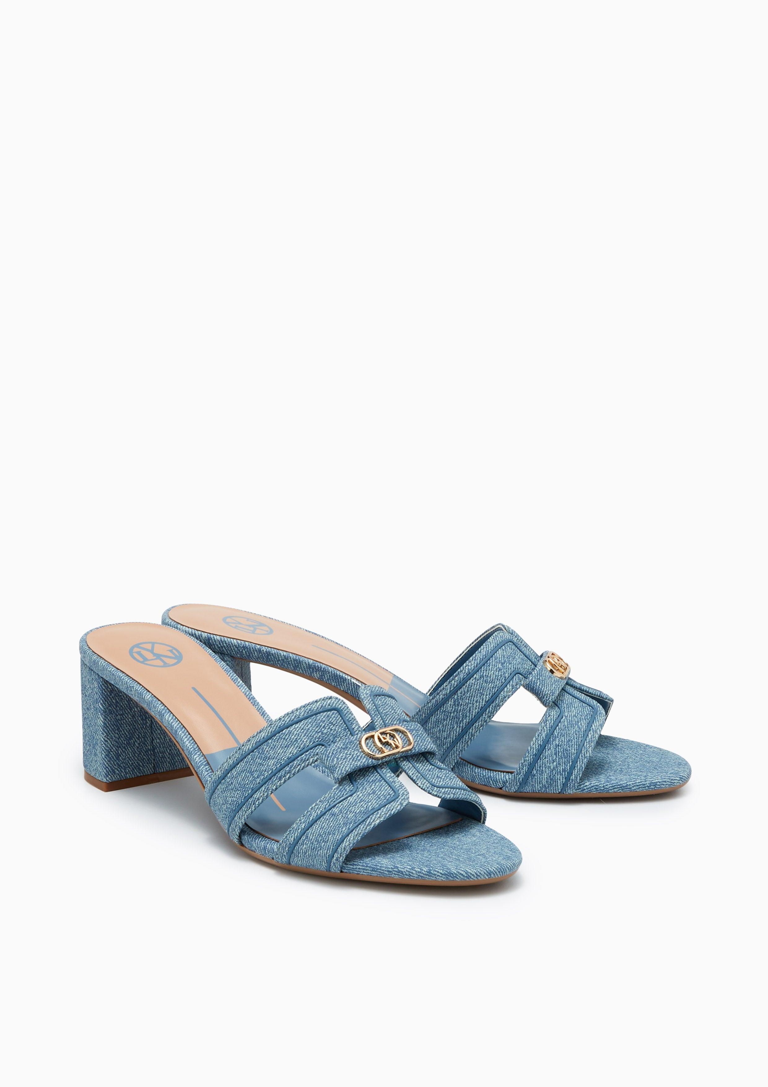 Hey Mid Denim Heeled Sandals Blue