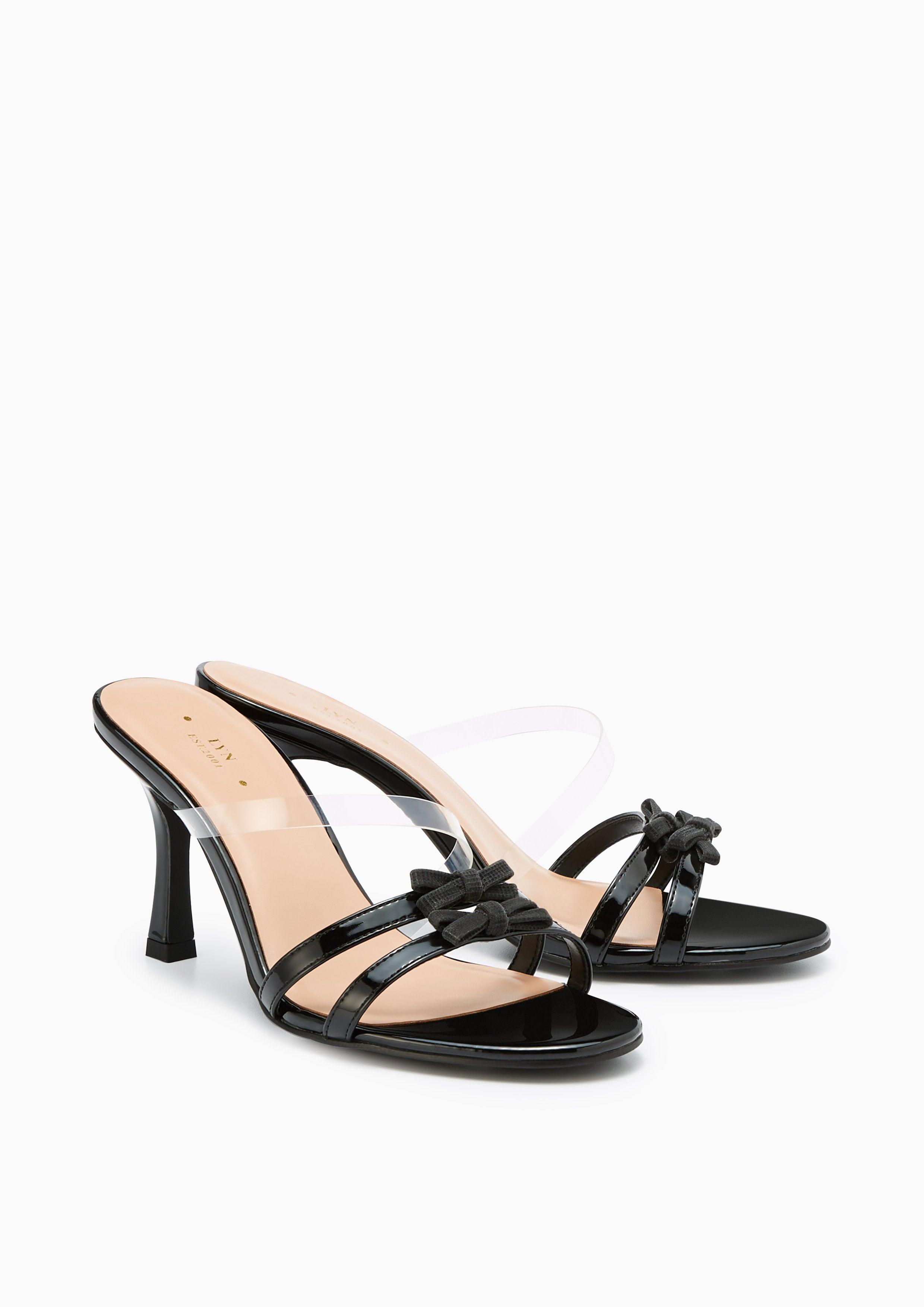 Lemony Mid Heel Sandals Black