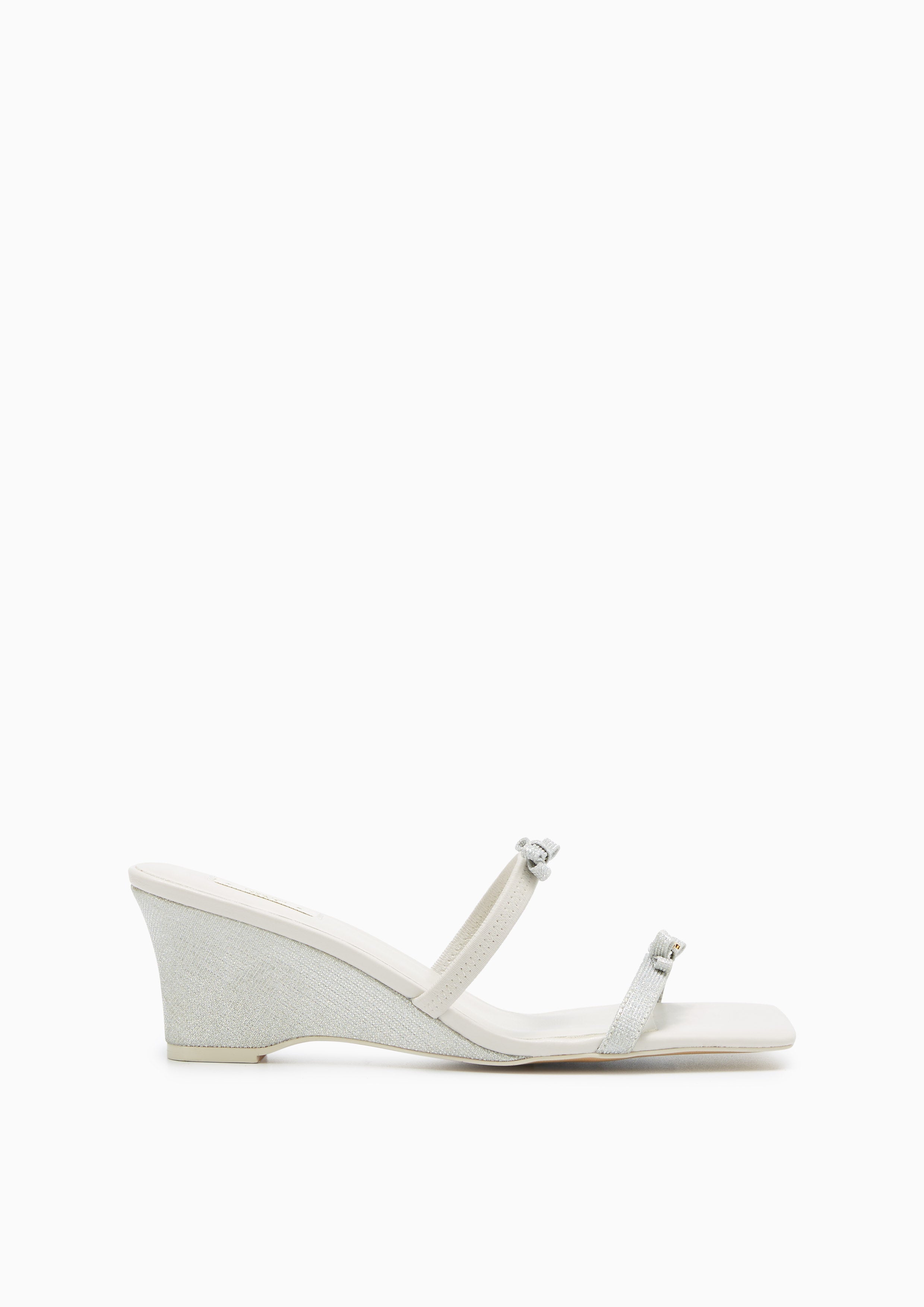 Lemony Low Heel Wedges Silver