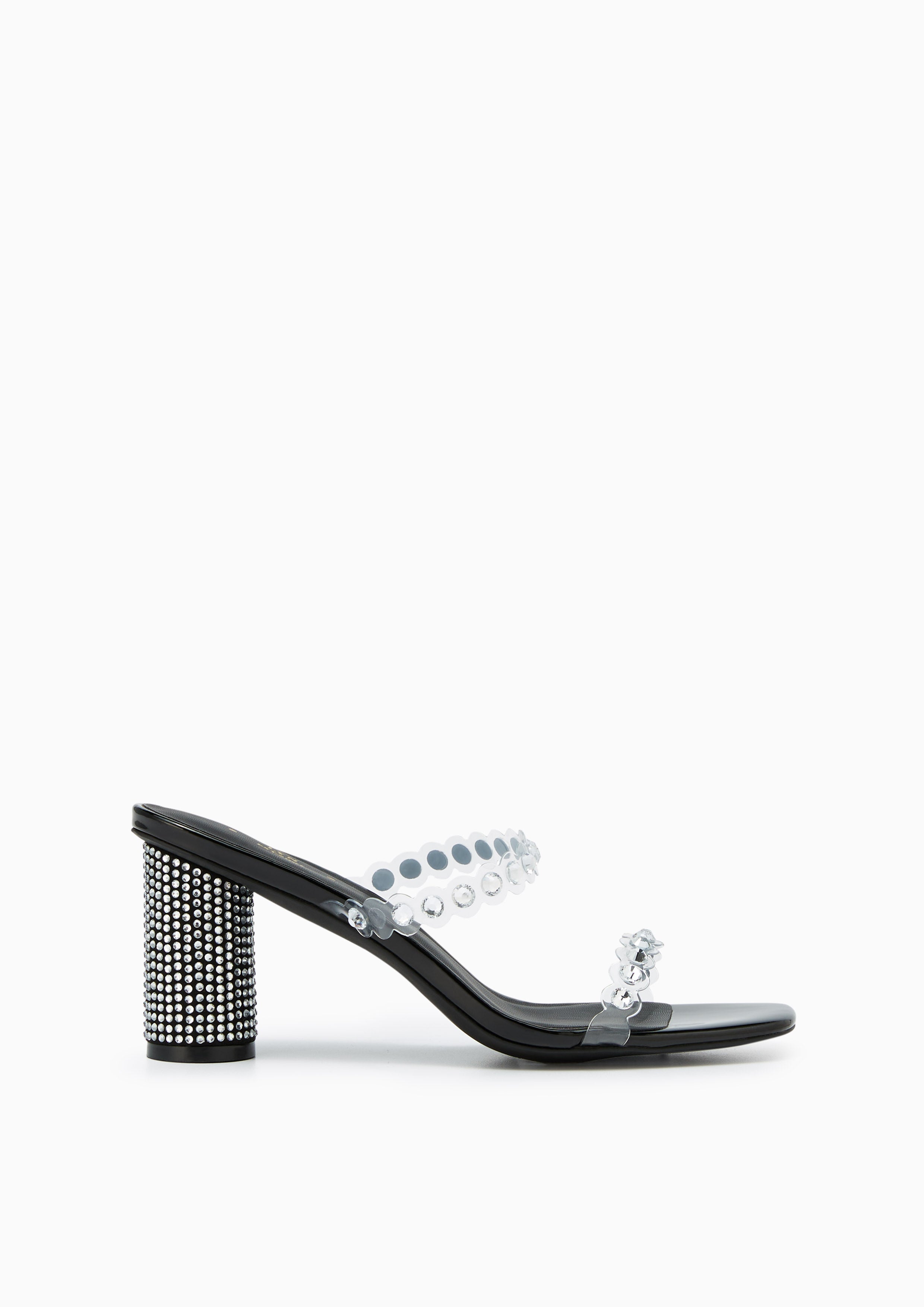 Halina Clear Crystal High Heels Black