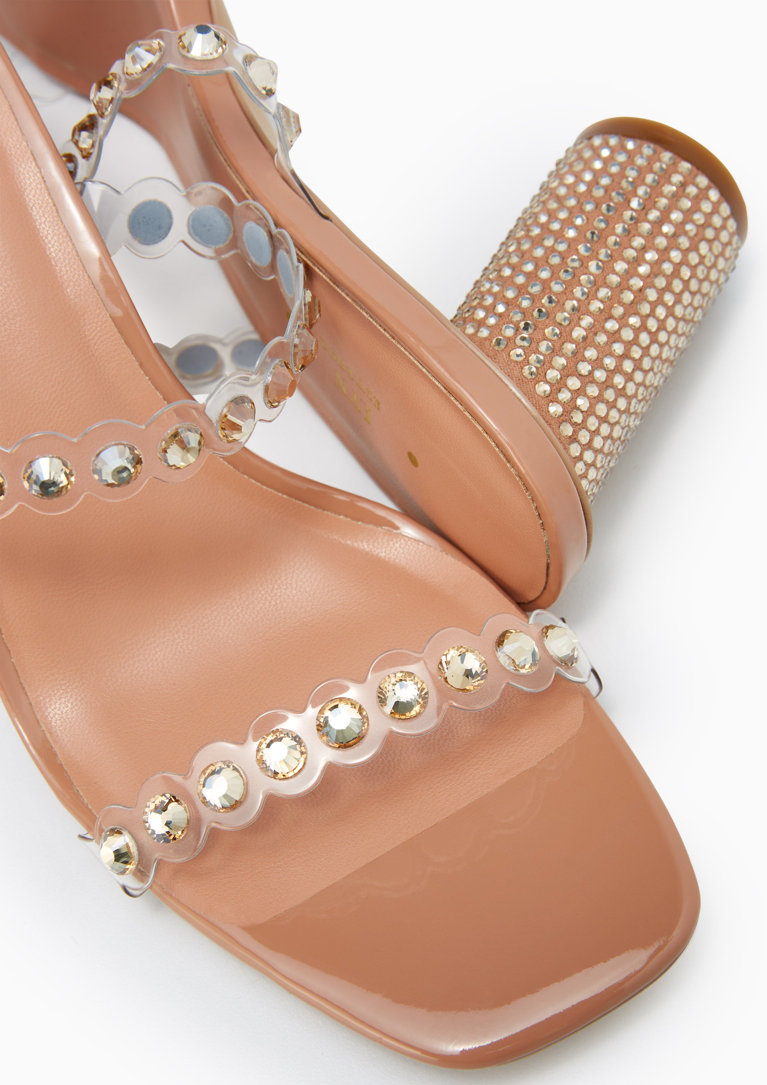 Halina Clear Crystal High Heels Brown