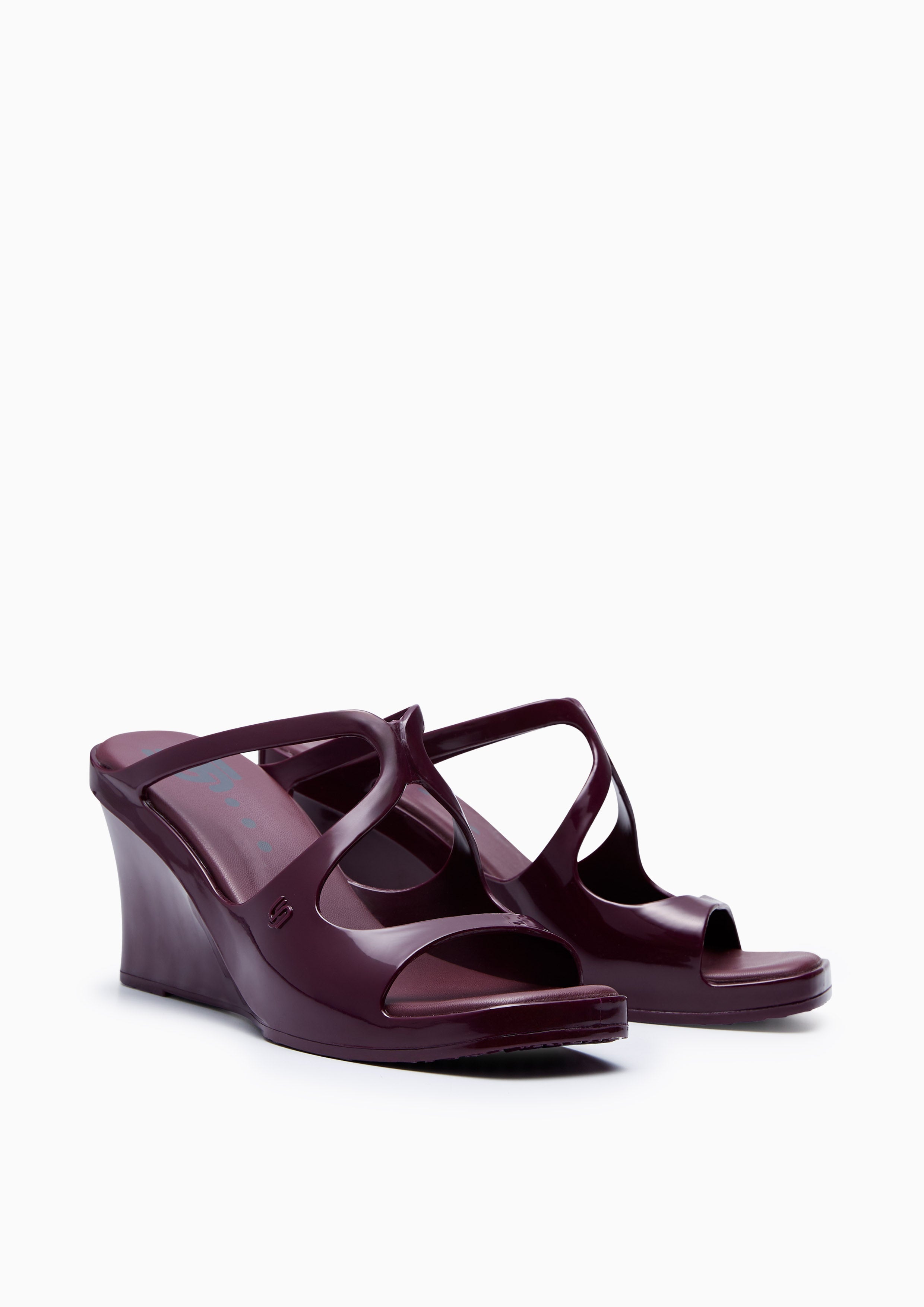 Julia Jelly Wedge Sandals Dark Red