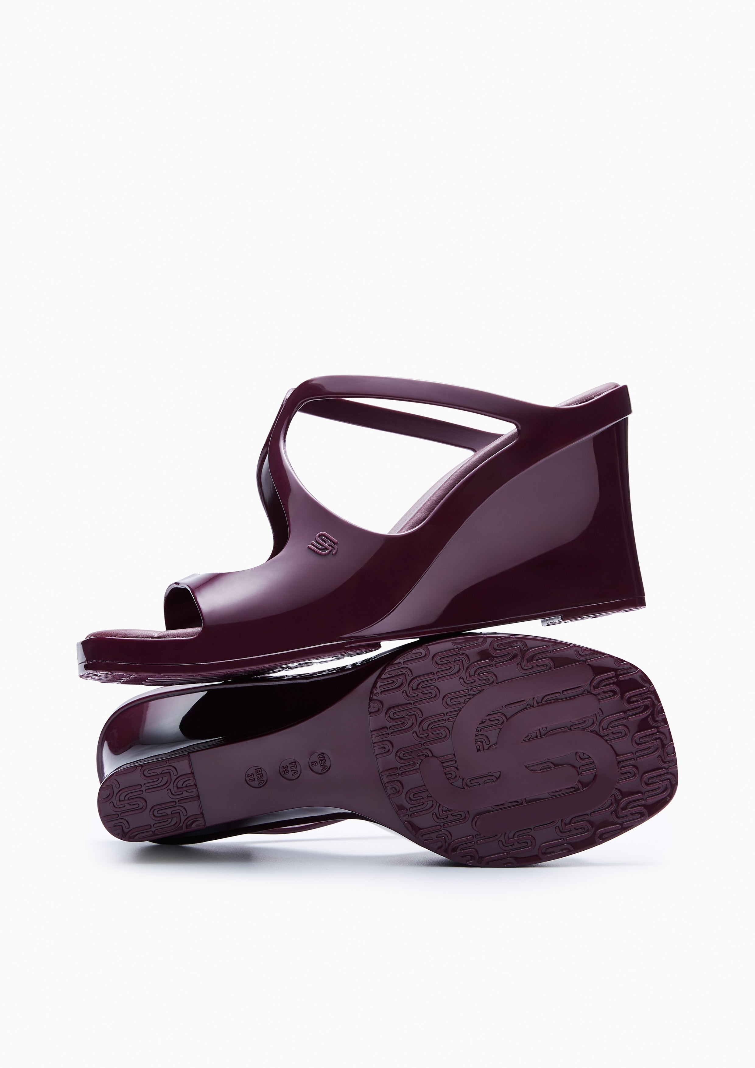 Julia Jelly Wedge Sandals Dark Red