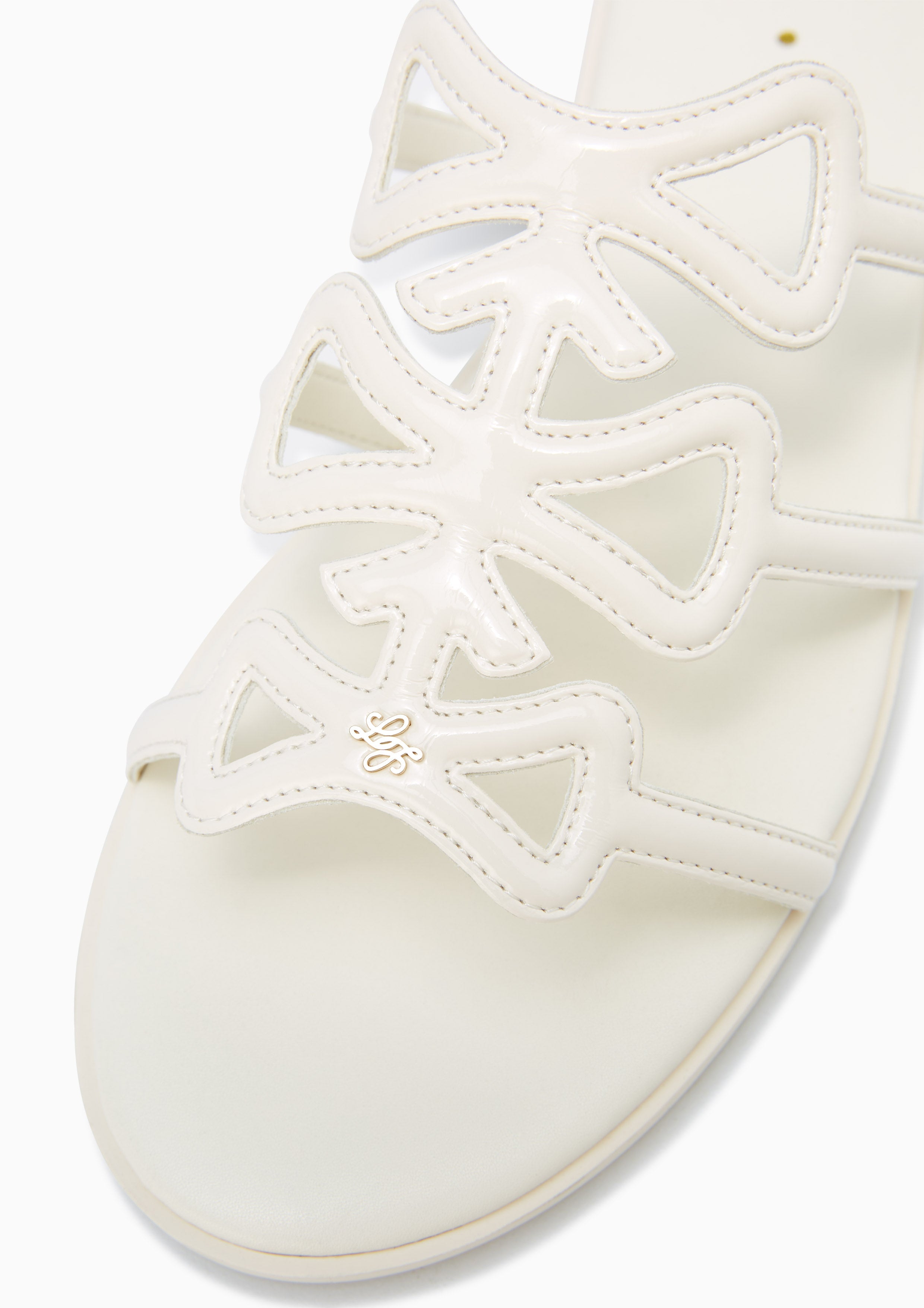 Ribbon Flat Sandals Ivory